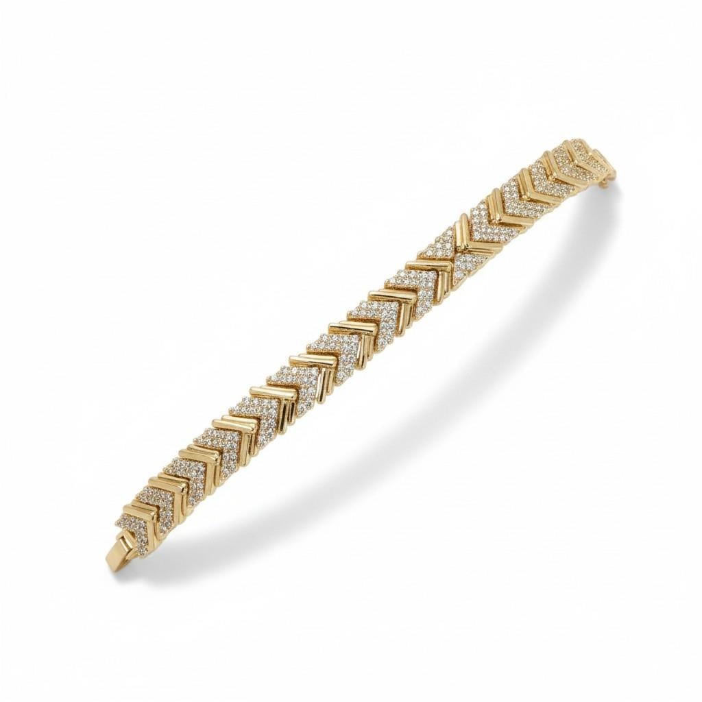 Gold Balık Sırtı Model Taşlı Bileklik