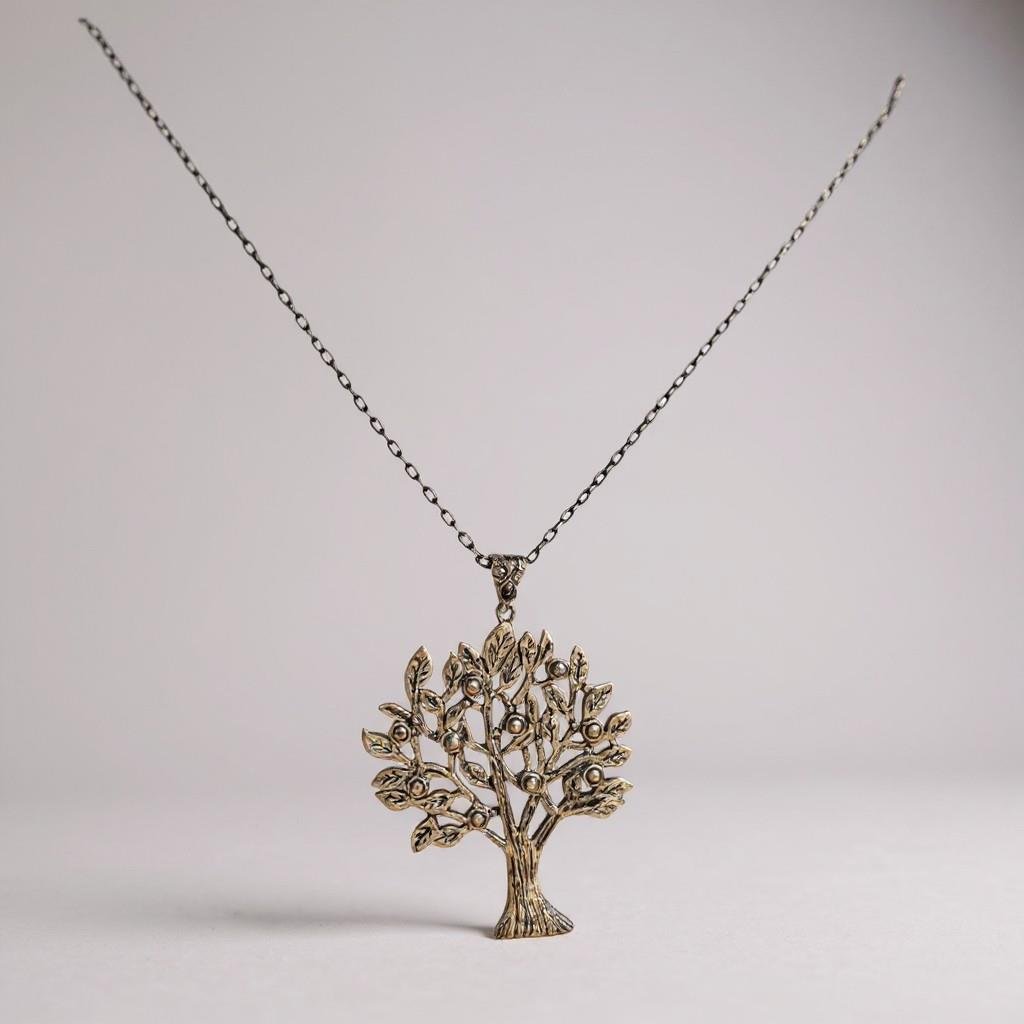 Saf Bakır Hayat Ağacı Sallantılı Kolye