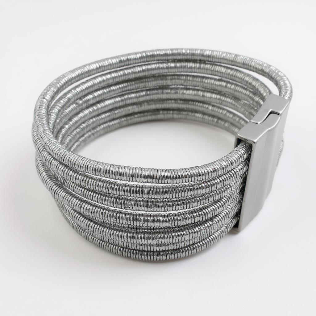 Silver Metal Mıknatıs Kilitli Çoklu Bileklik