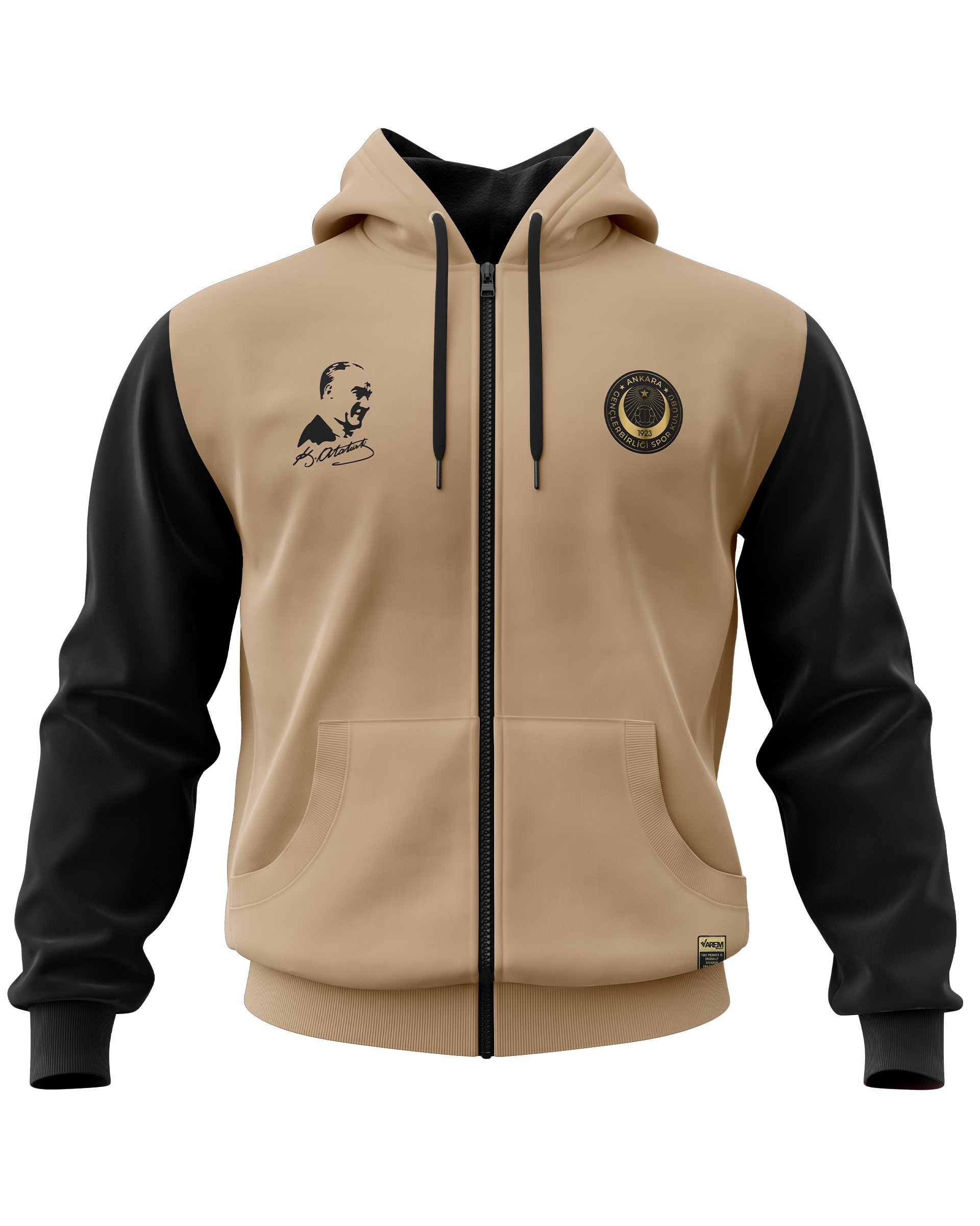 Gençlerbirliği Atatürk Baskılı Gold Fermuarlı Hoodie