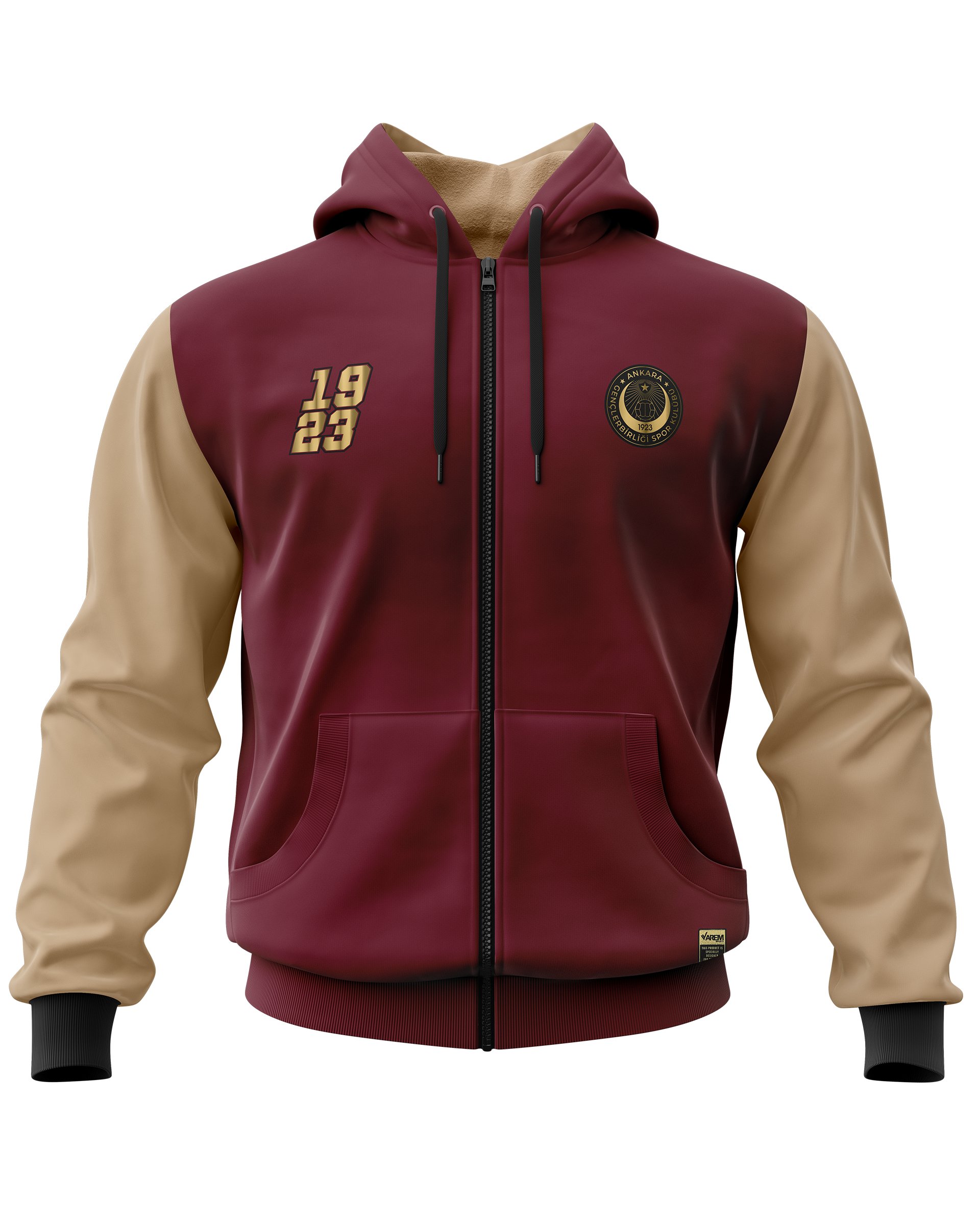 Gençlerbirliği Gold Bordo Özel Tasarım Fermuarlı Hoodie