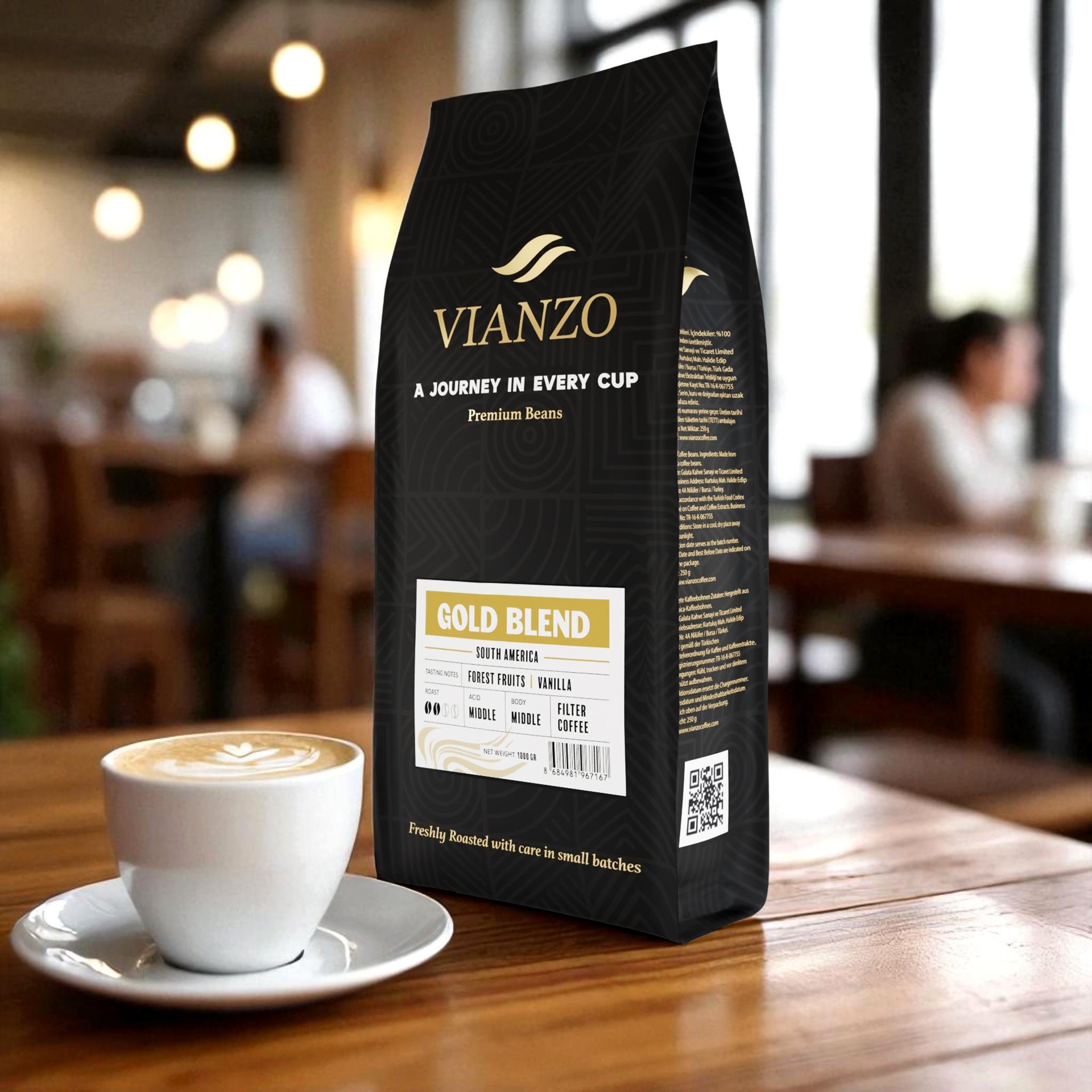 Vianzo Gold Blend Filtre Çekirdek Kahve, %100 Arabica 1000 g