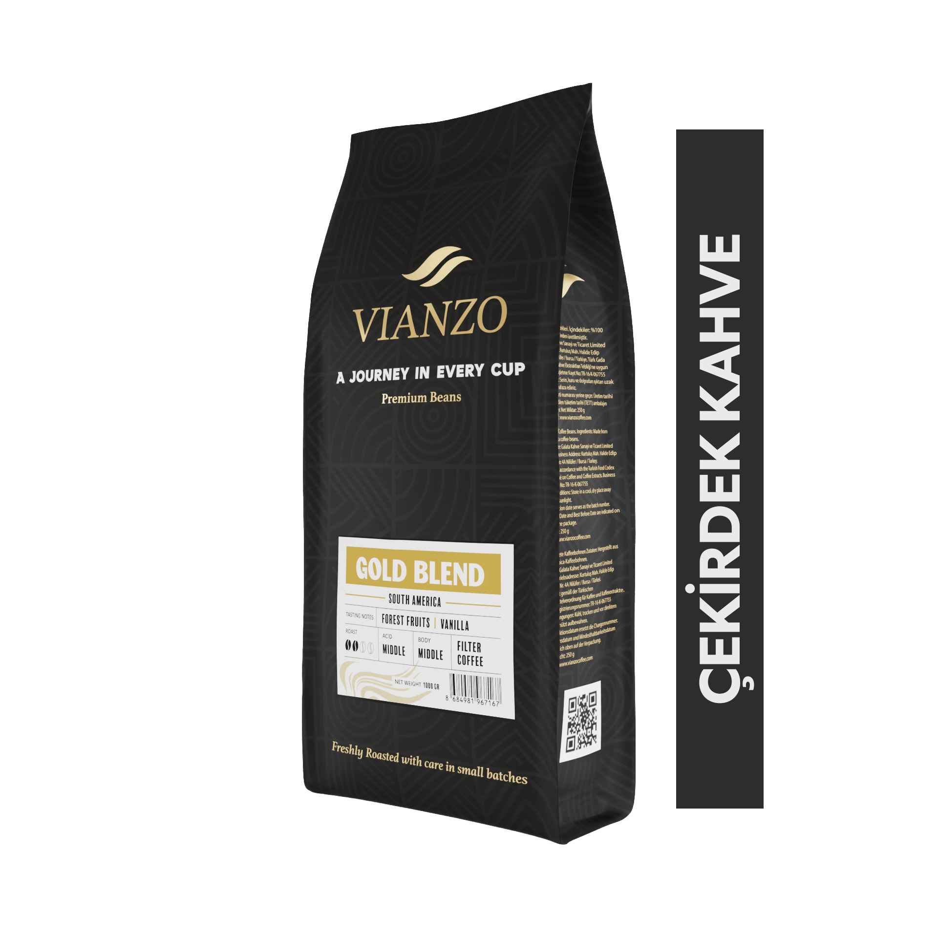 Vianzo Gold Blend Filtre Çekirdek Kahve, %100 Arabica 1000 g