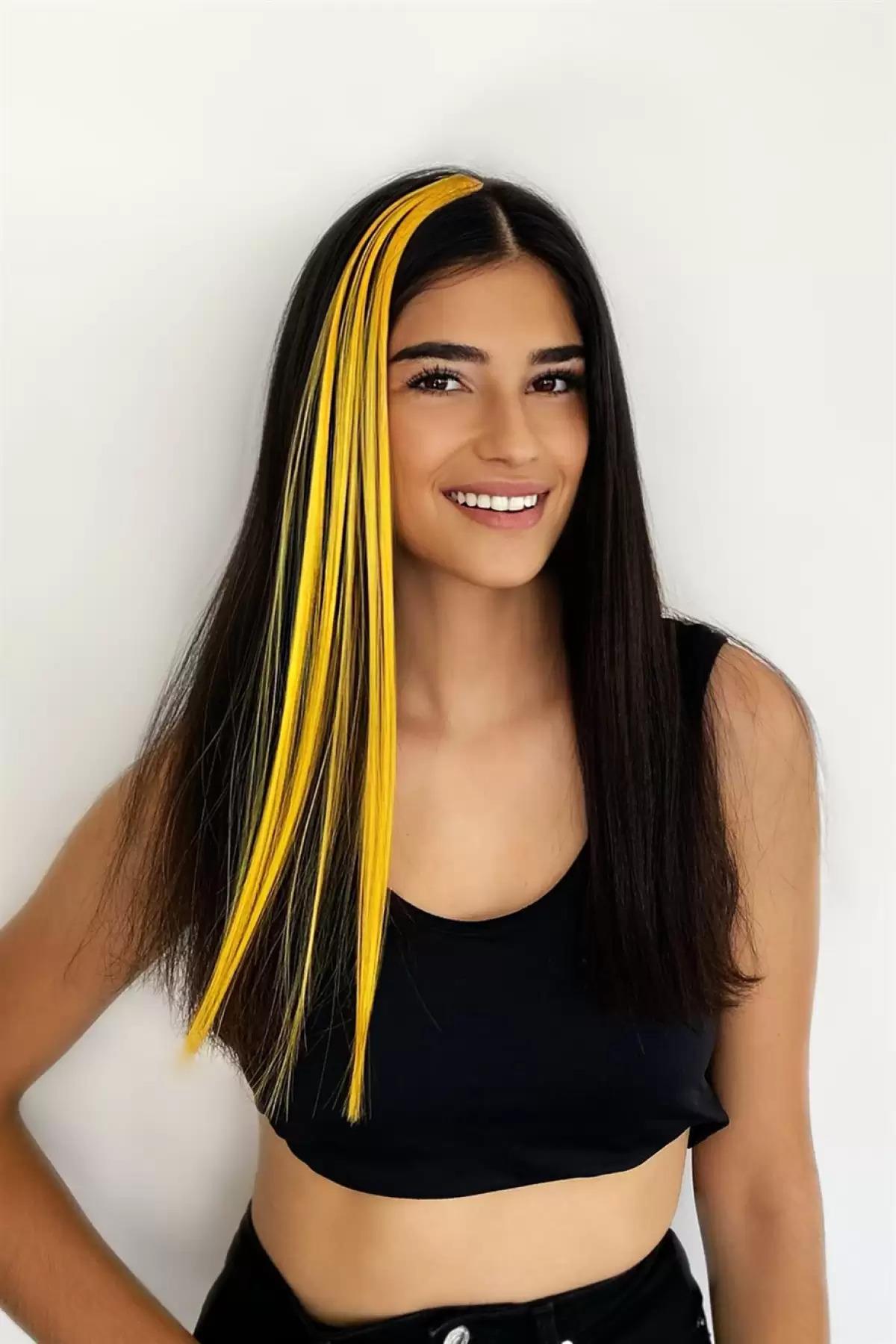 Açık Turuncu Ombre Yan Çıt Çıt Postiş 50 Cm