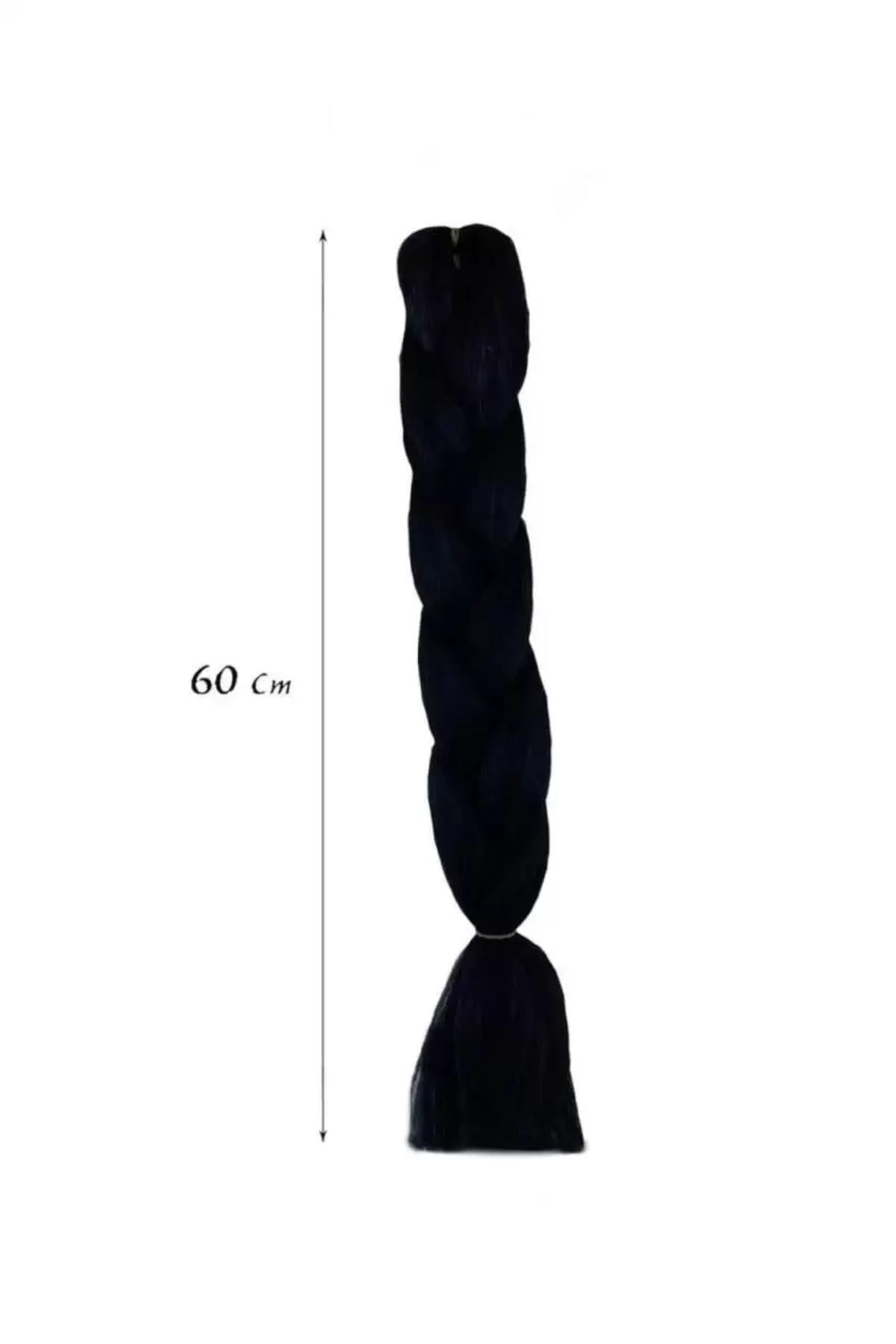 Siyah Renk Afrika Örgüsü Box Braid Sentetik Saç 60cm 100gr