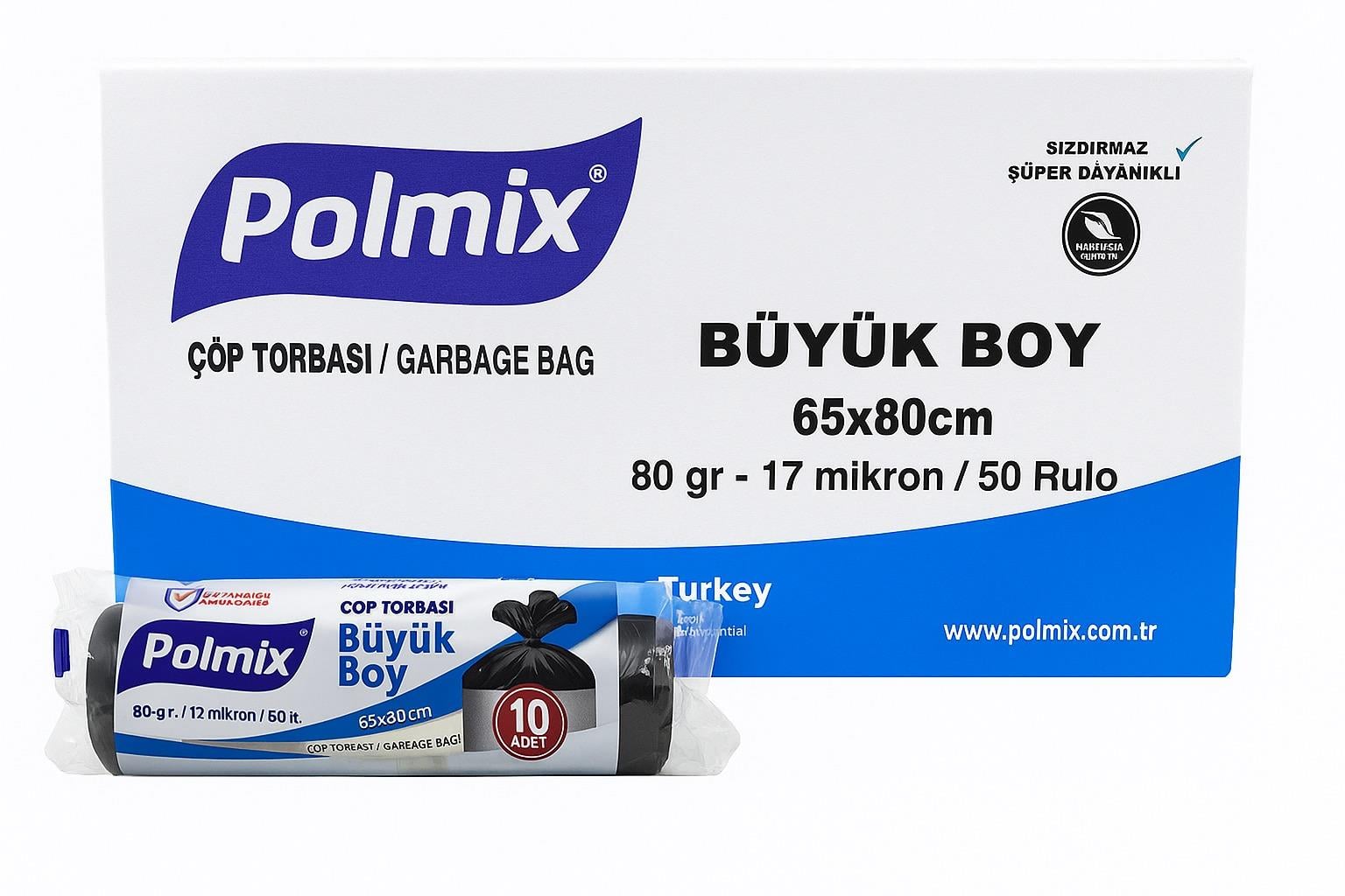 Polmix Std. Büyük 65X80 Çöp Poş 80 Gr Siyah 10*50