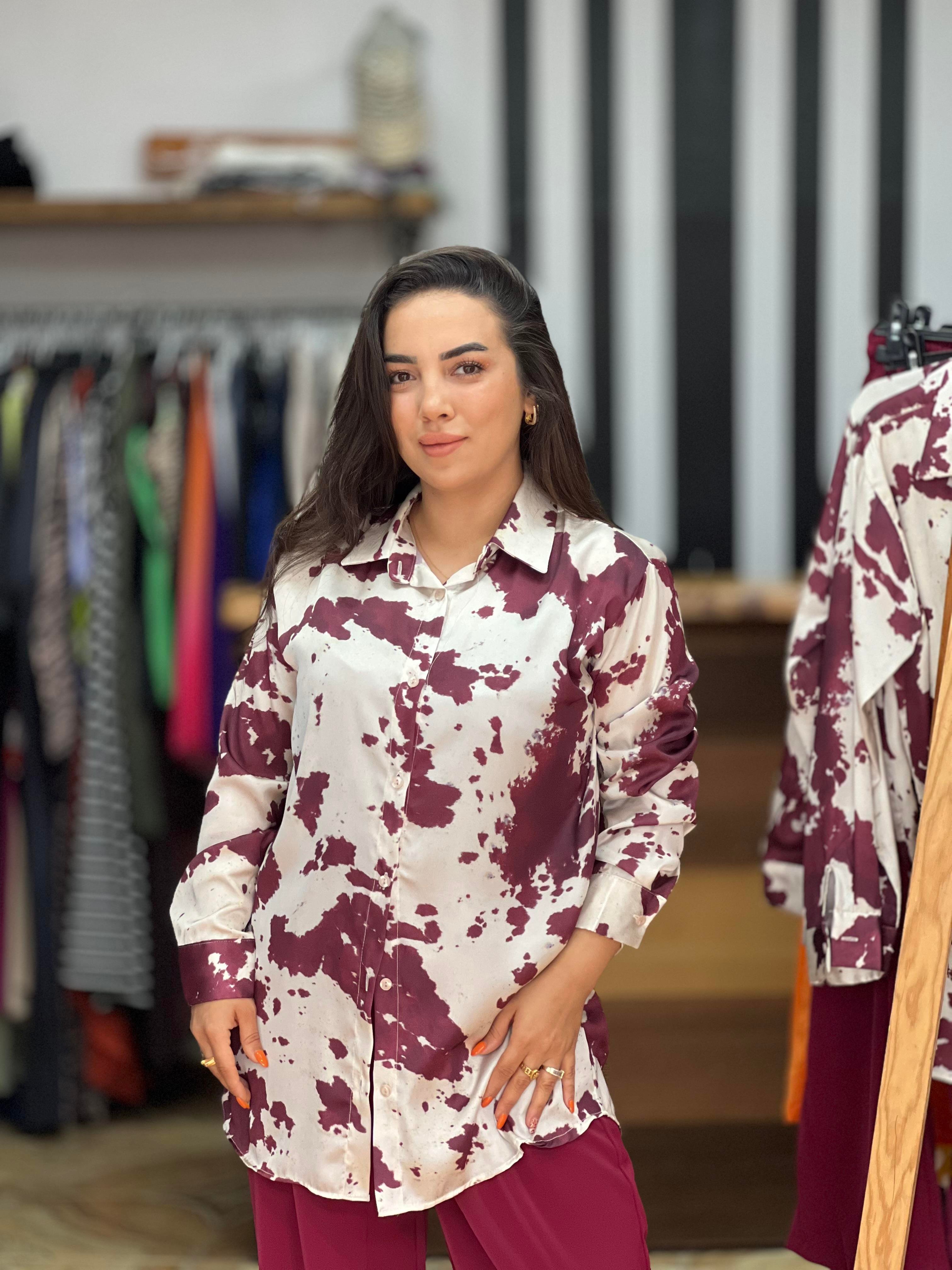 BORDO DESENLİ GÖMLEK
