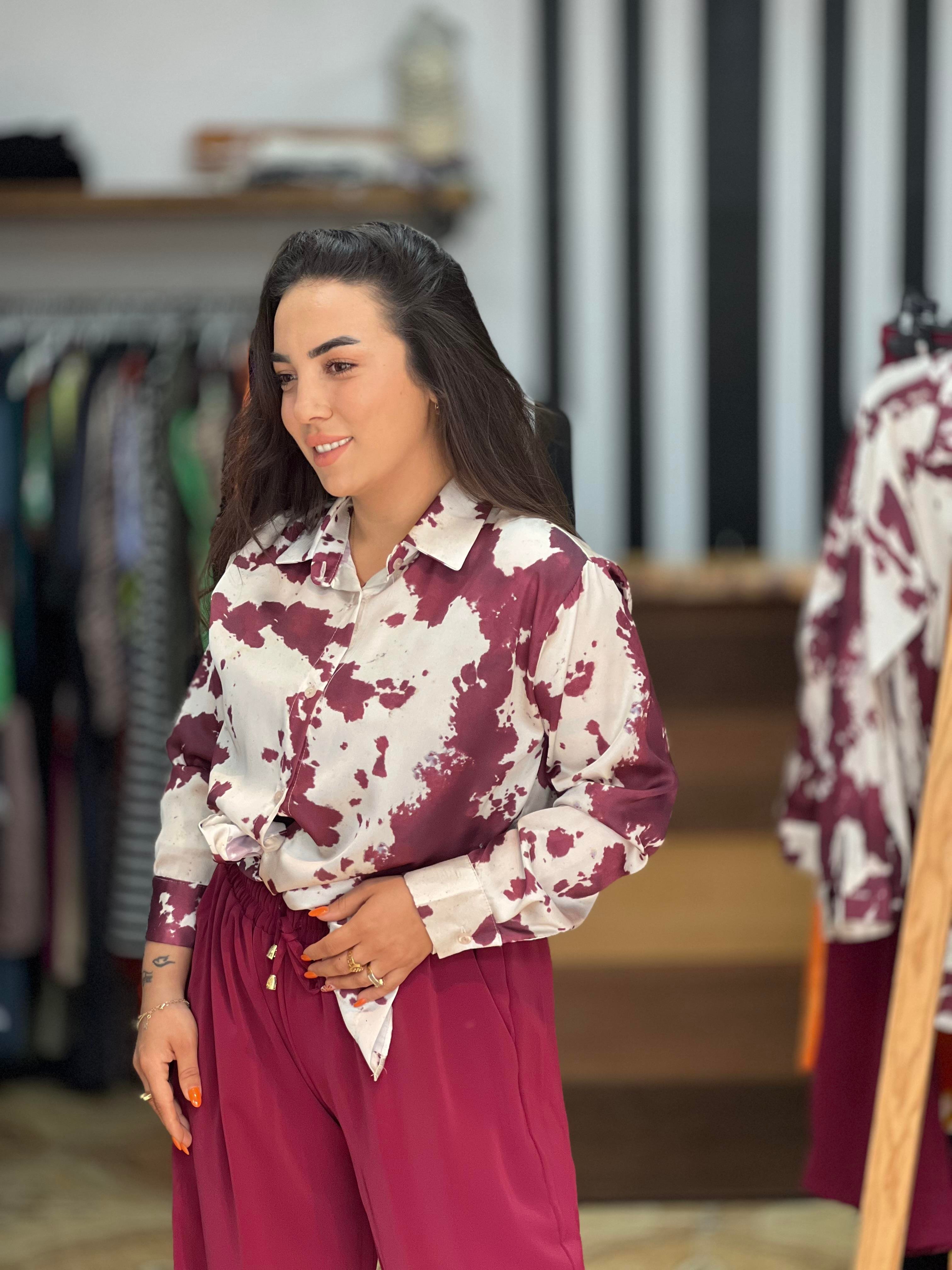 BORDO DESENLİ GÖMLEK