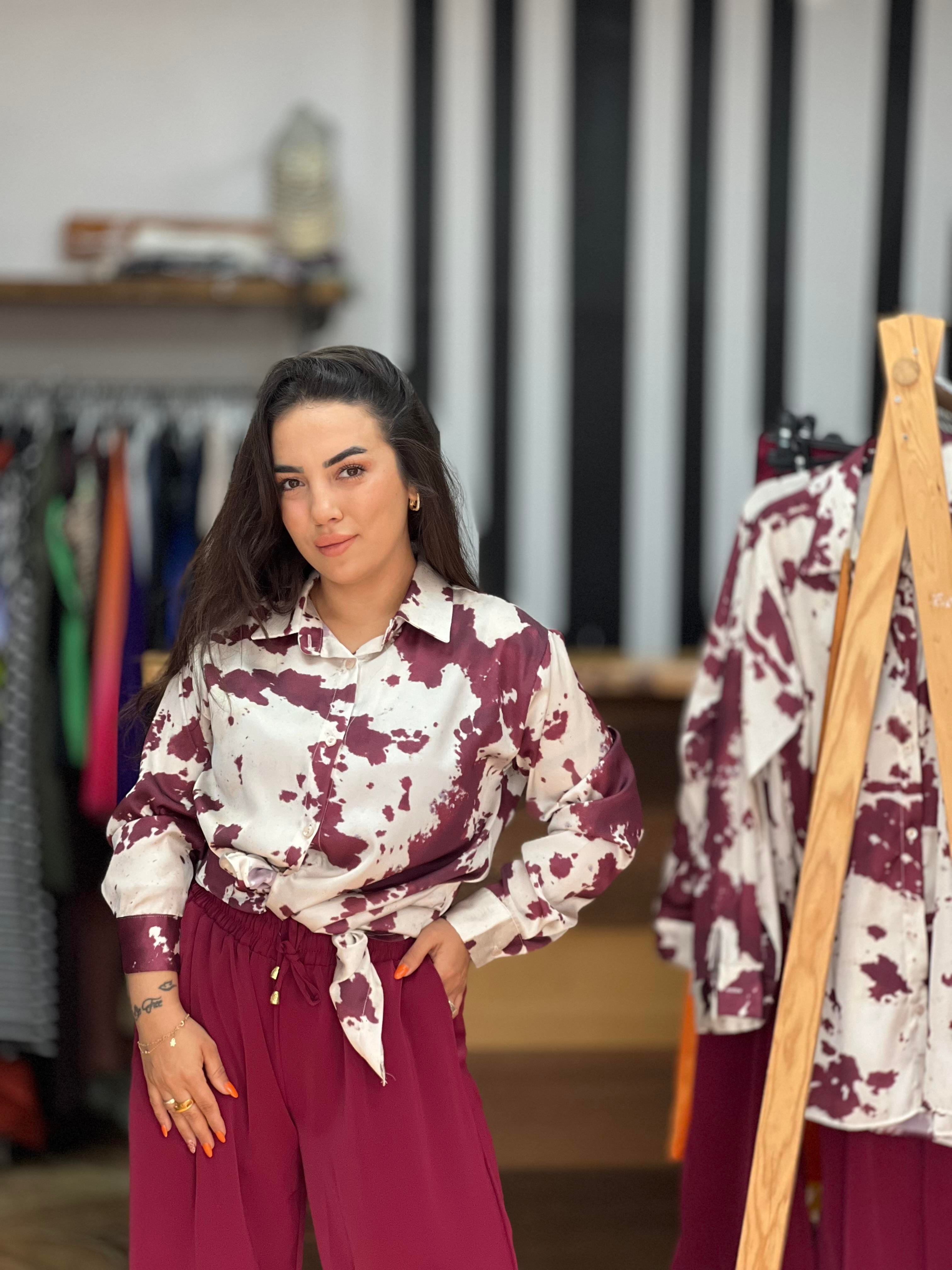 BORDO DESENLİ GÖMLEK