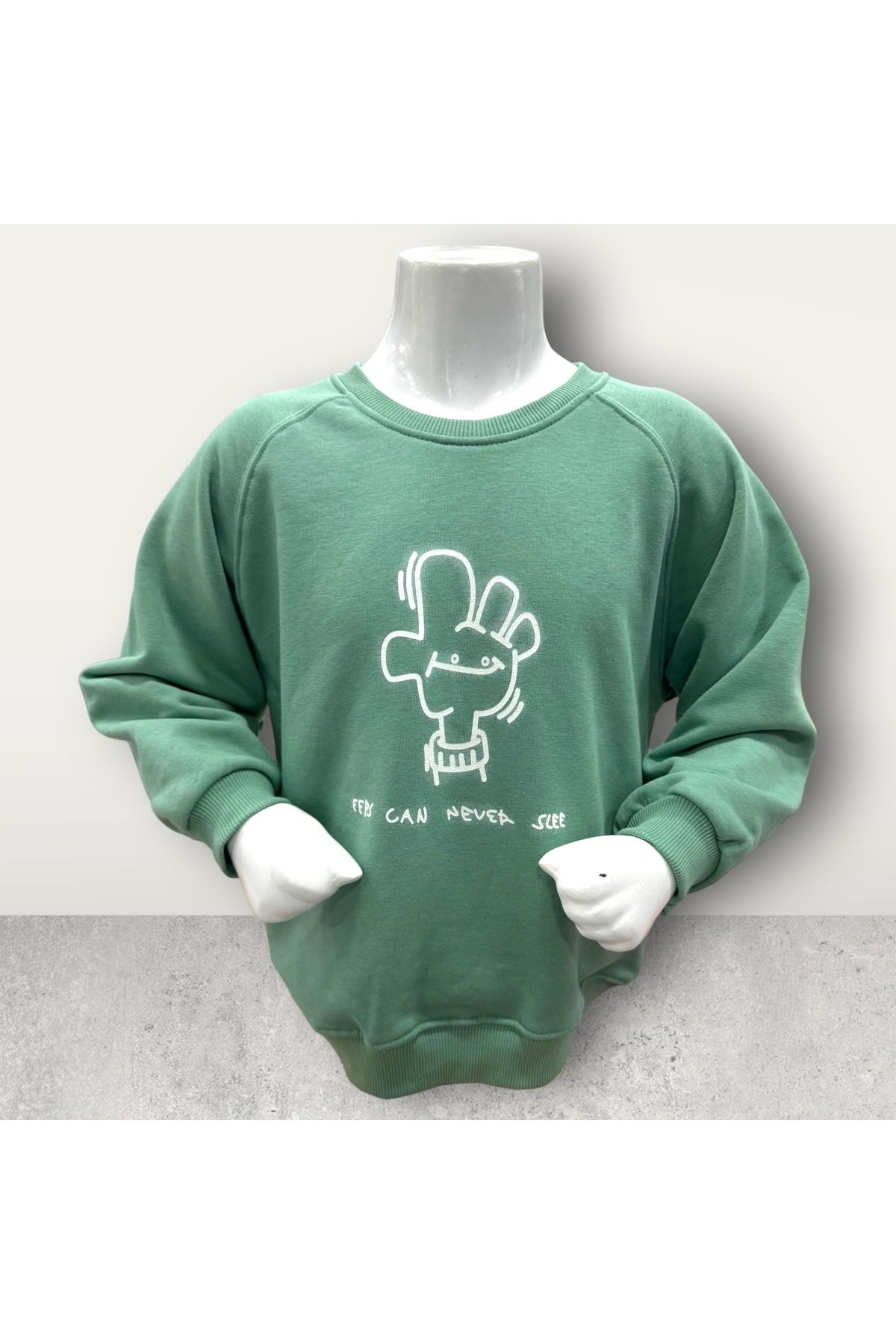  3 İplik Şardonsuz Baskılı Çocuk Sweatshirt