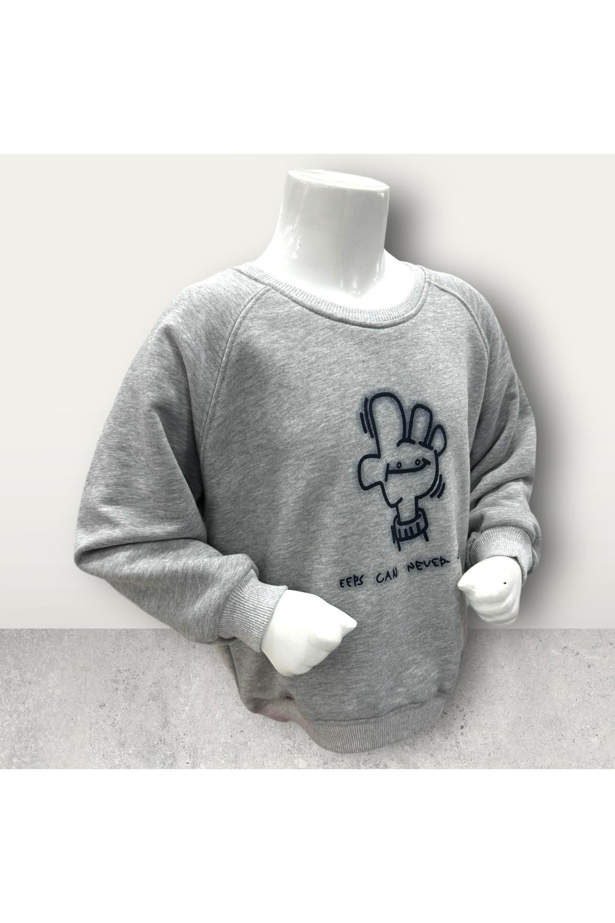  3 İplik Şardonsuz Baskılı Çocuk Sweatshirt
