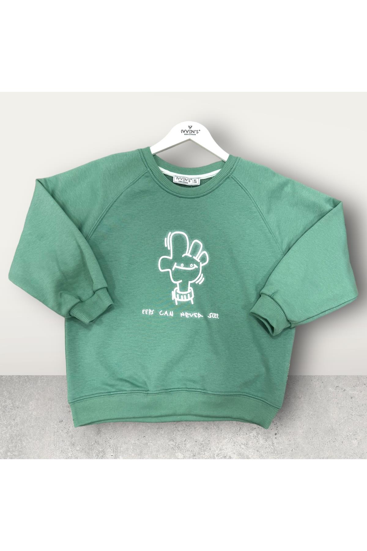  3 İplik Şardonsuz Baskılı Çocuk Sweatshirt