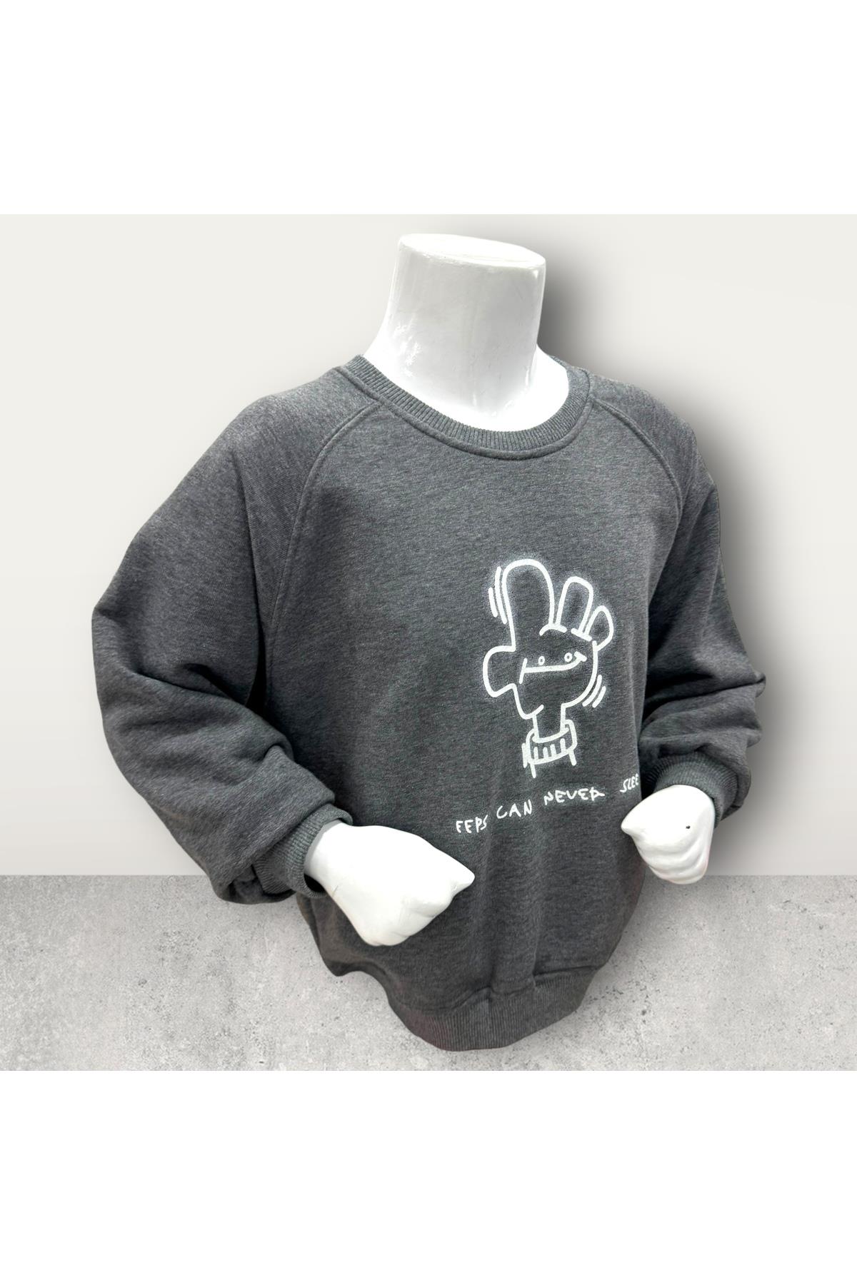  3 İplik Şardonsuz Baskılı Çocuk Sweatshirt