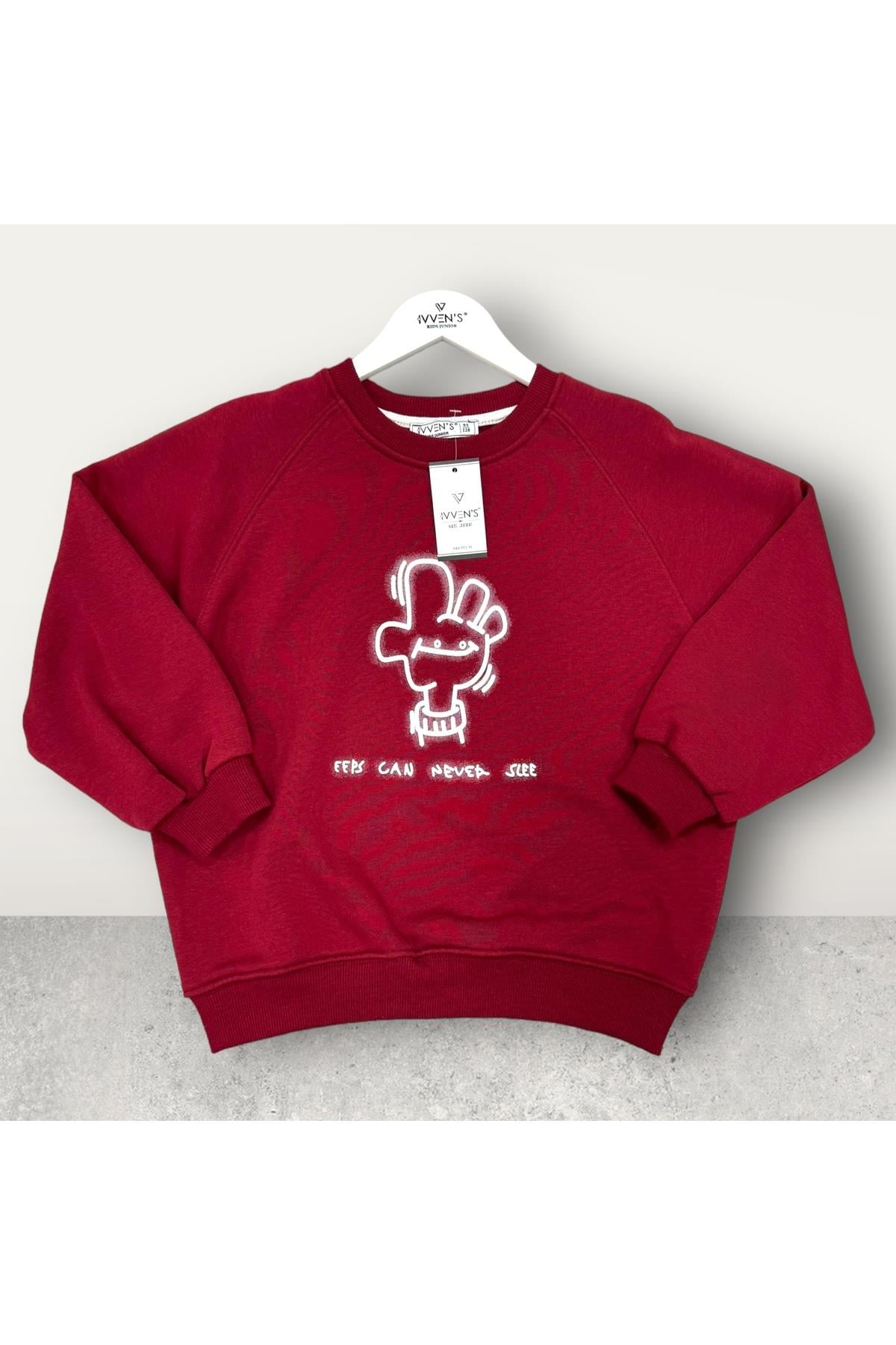 3 İplik Şardonsuz Baskılı Çocuk Sweatshirt