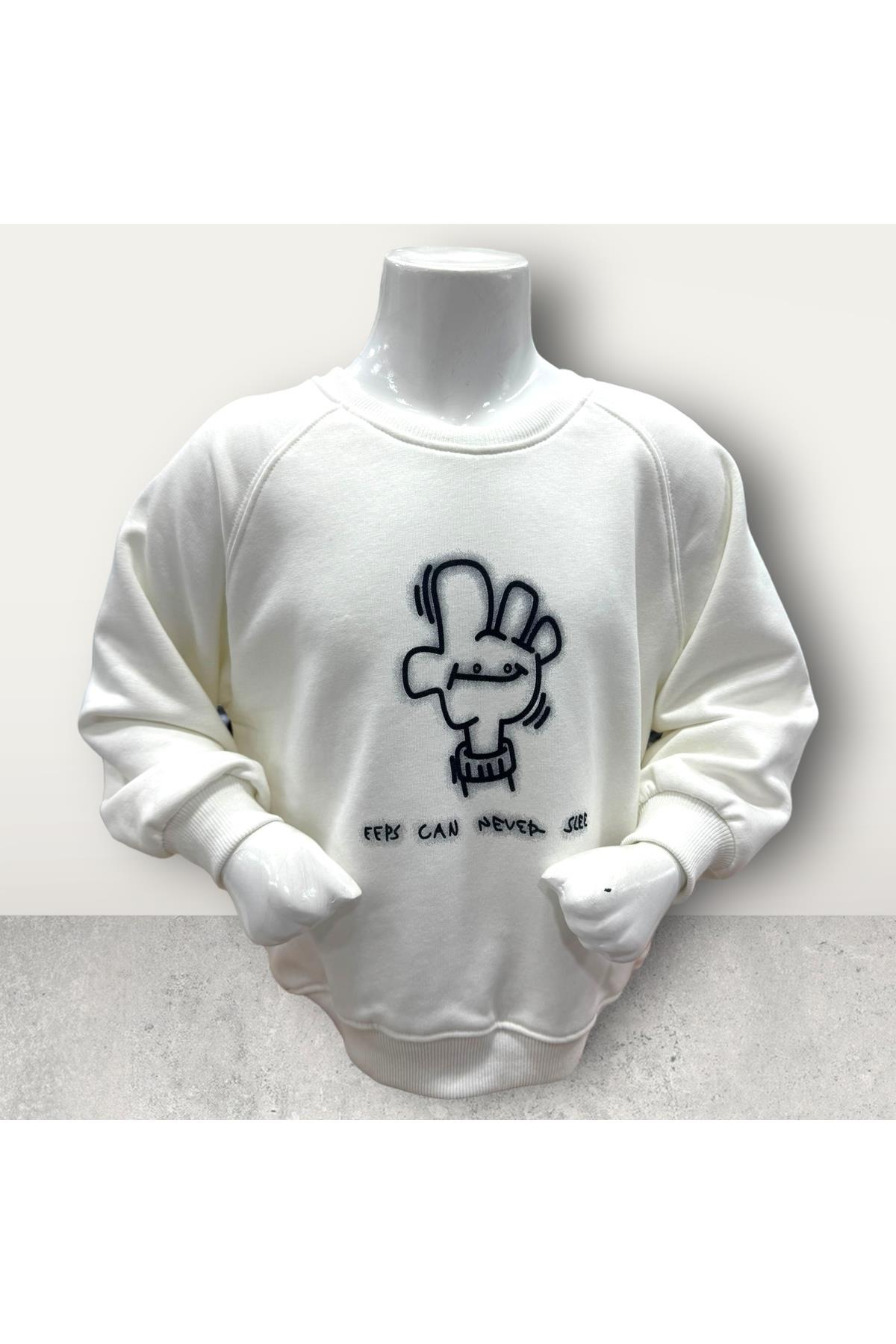  3 İplik Şardonsuz Baskılı Çocuk Sweatshirt