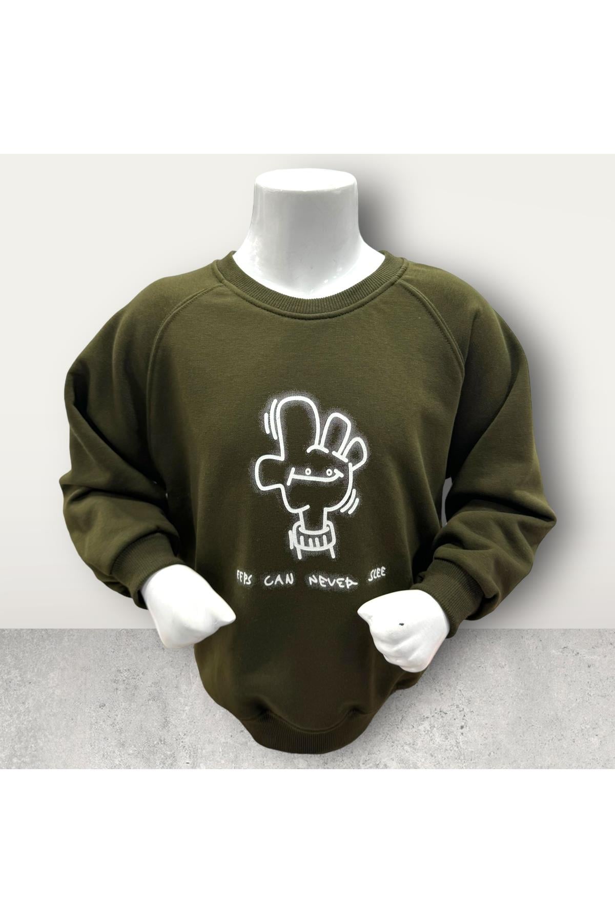  3 İplik Şardonsuz Baskılı Çocuk Sweatshirt