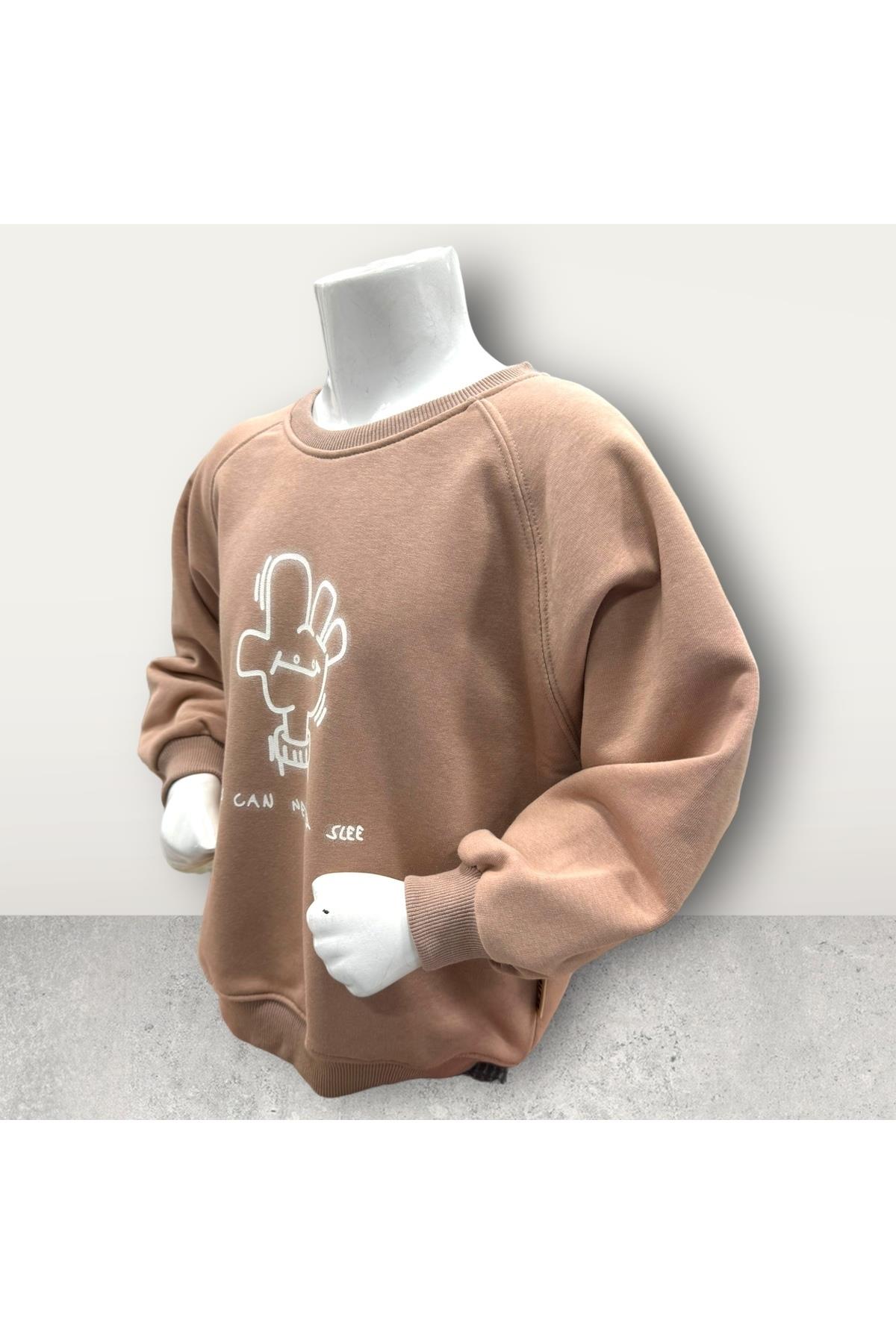  3 İplik Şardonsuz Baskılı Çocuk Sweatshirt