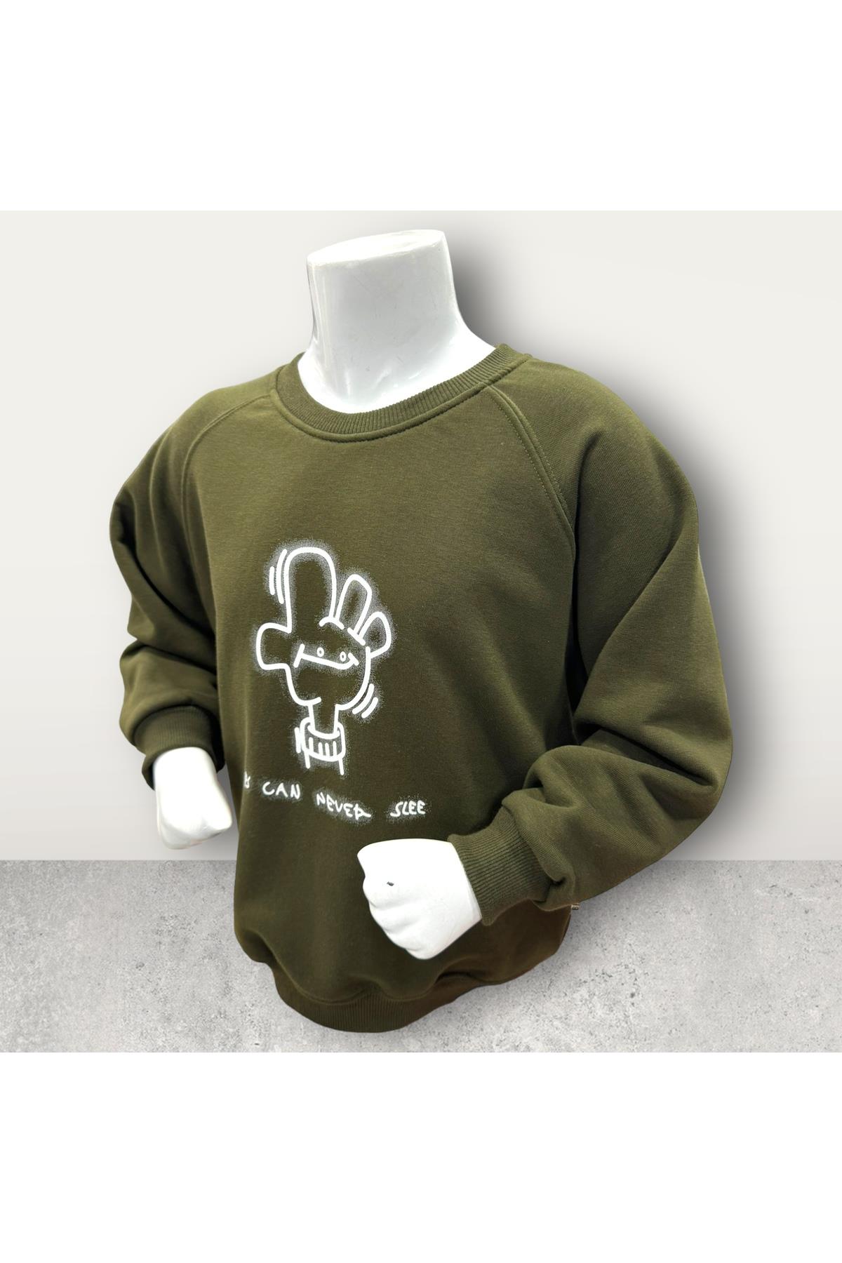  3 İplik Şardonsuz Baskılı Çocuk Sweatshirt