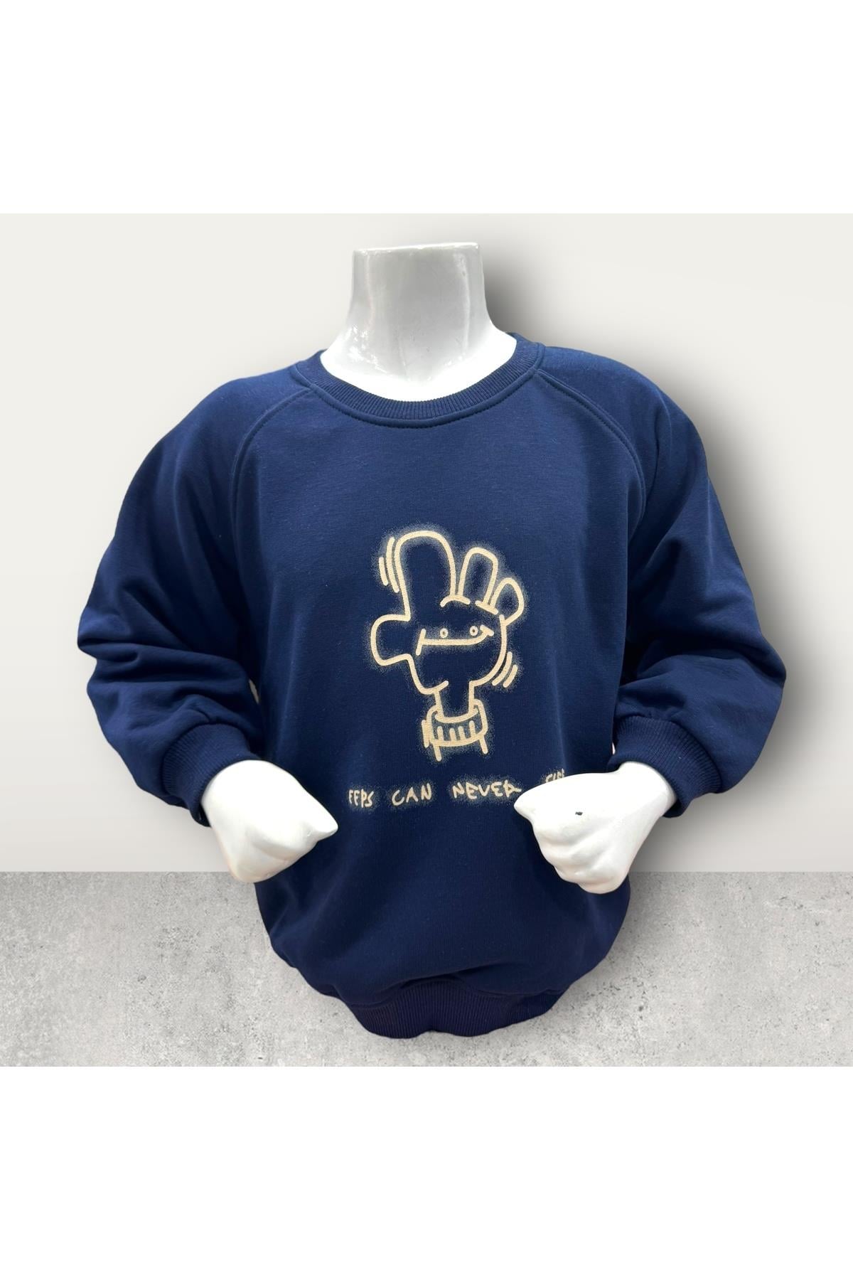  3 İplik Şardonsuz Baskılı Çocuk Sweatshirt