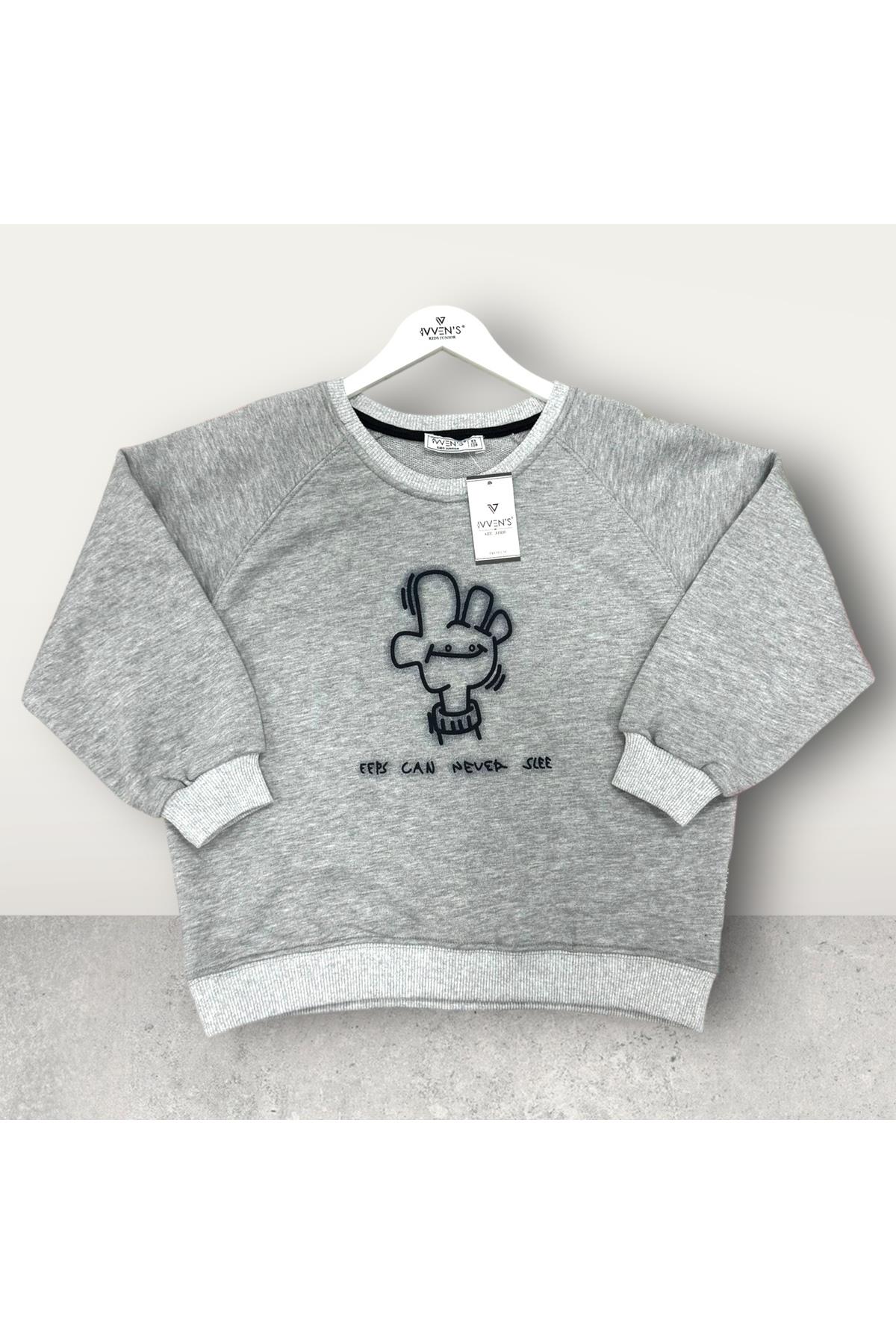  3 İplik Şardonsuz Baskılı Çocuk Sweatshirt