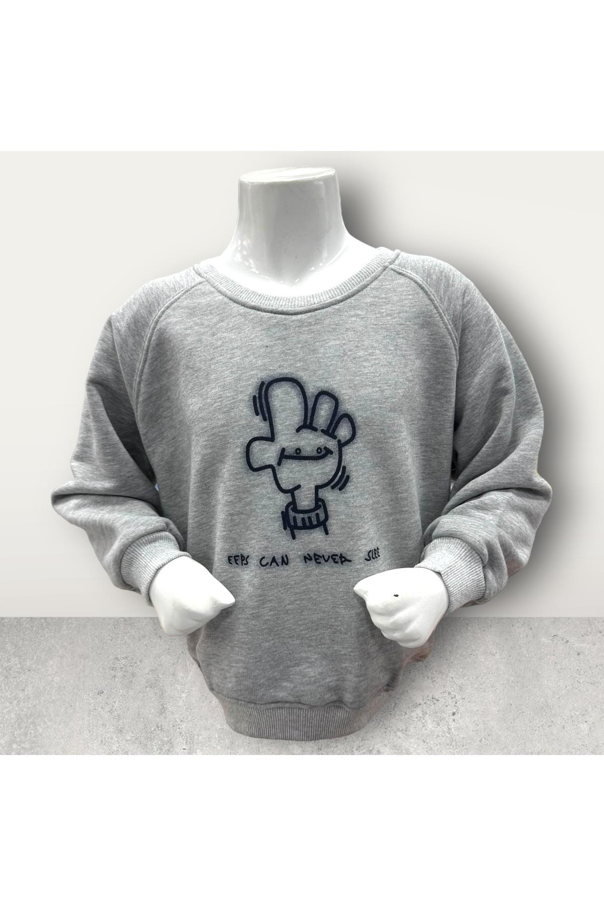  3 İplik Şardonsuz Baskılı Çocuk Sweatshirt