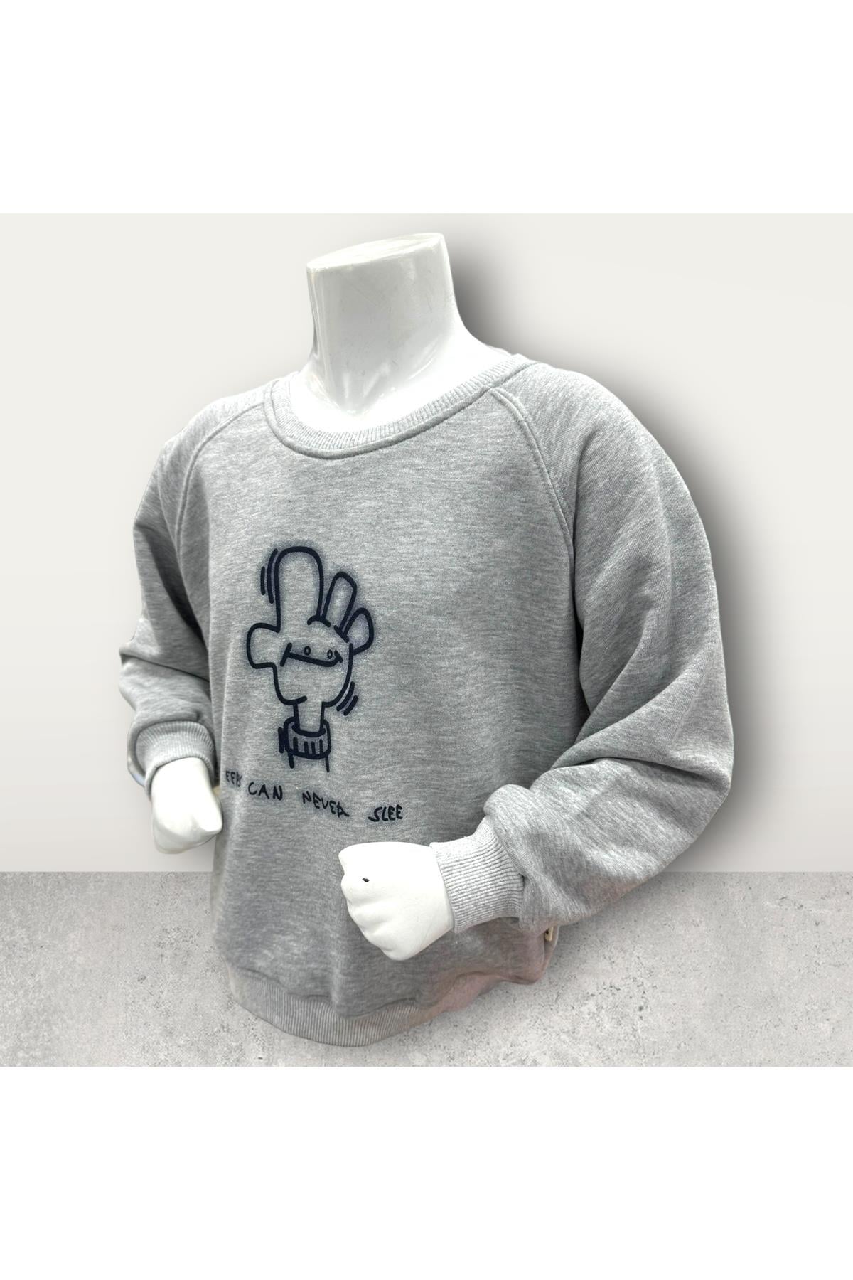  3 İplik Şardonsuz Baskılı Çocuk Sweatshirt