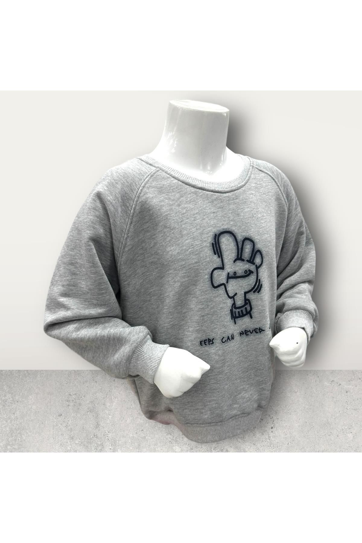  3 İplik Şardonsuz Baskılı Çocuk Sweatshirt