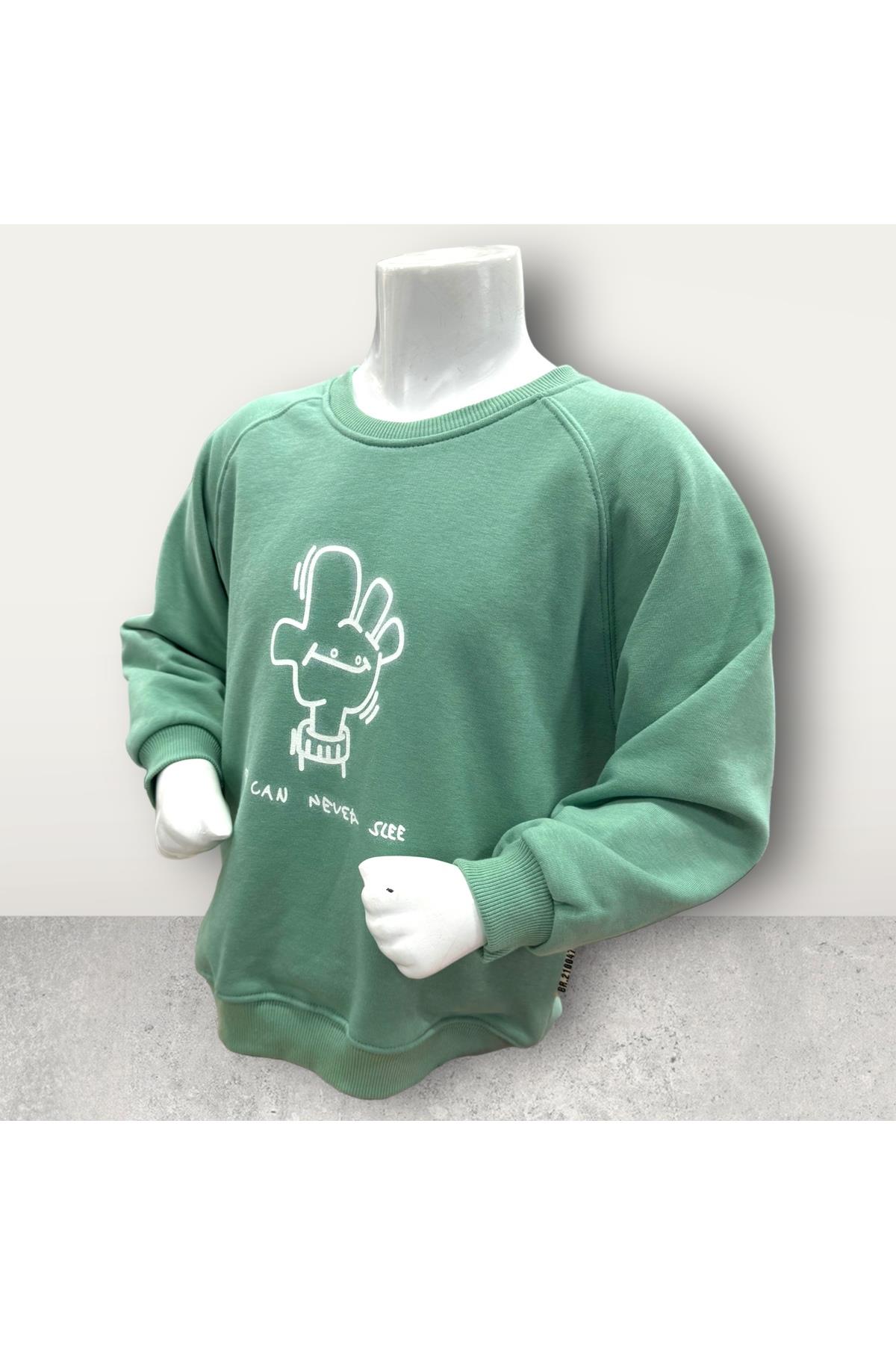  3 İplik Şardonsuz Baskılı Çocuk Sweatshirt