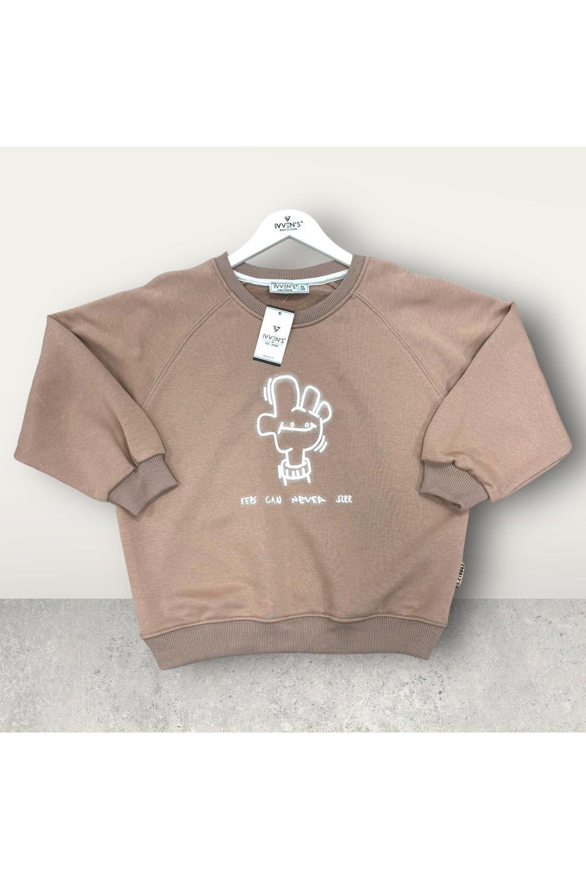  3 İplik Şardonsuz Baskılı Çocuk Sweatshirt