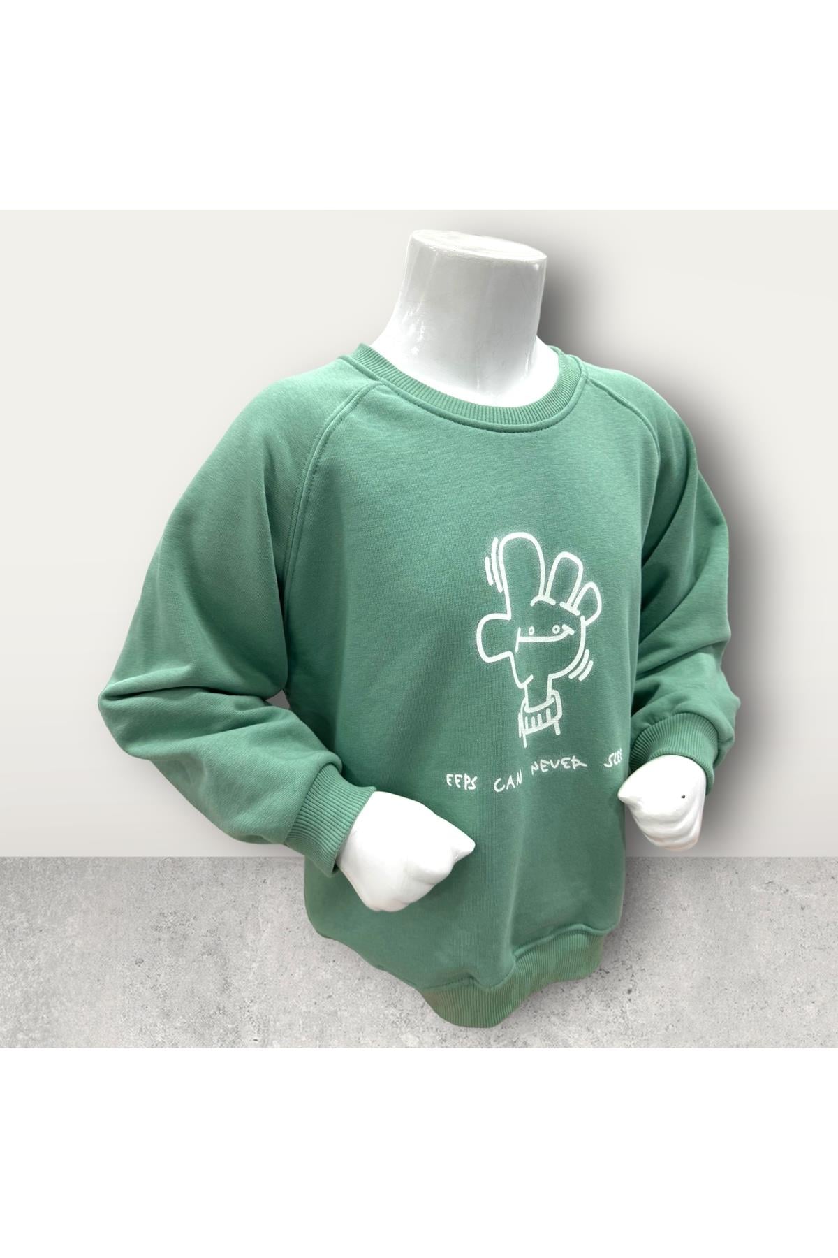  3 İplik Şardonsuz Baskılı Çocuk Sweatshirt