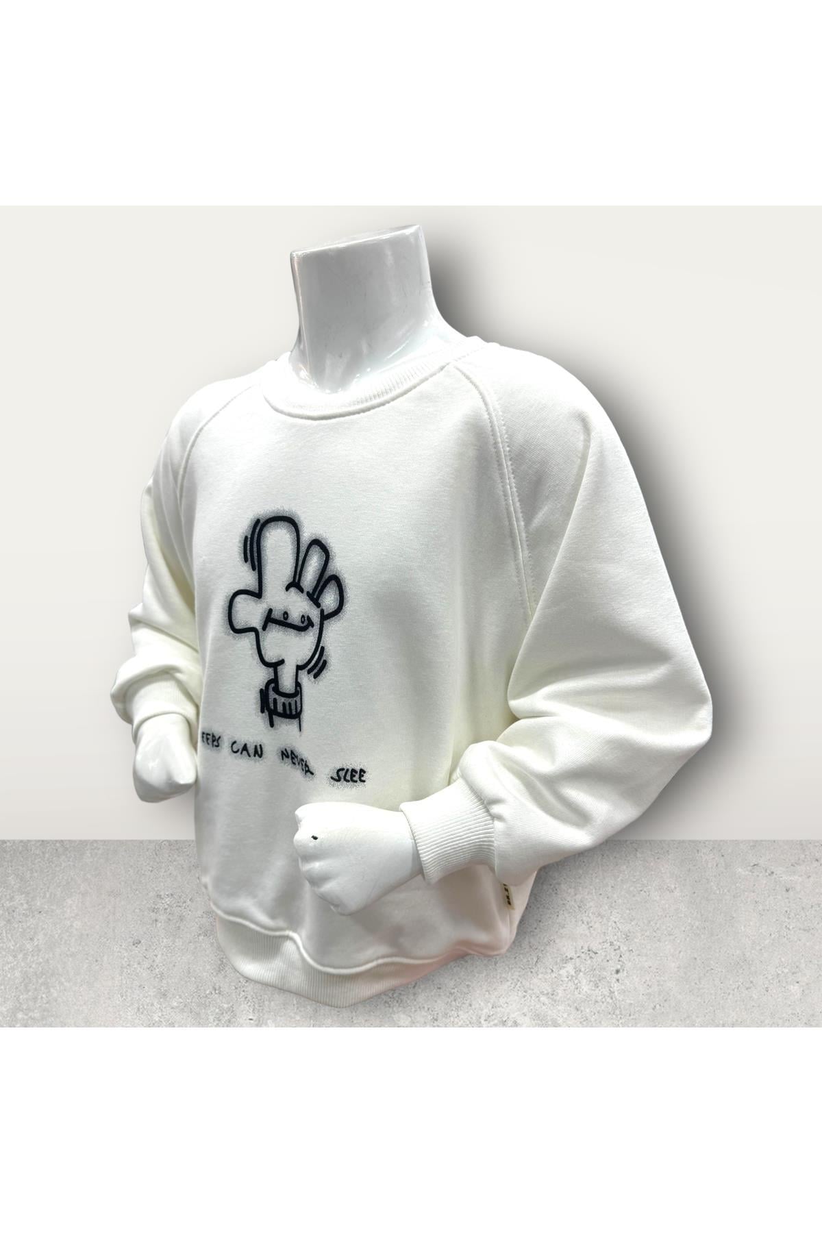 3 İplik Şardonsuz Baskılı Çocuk Sweatshirt