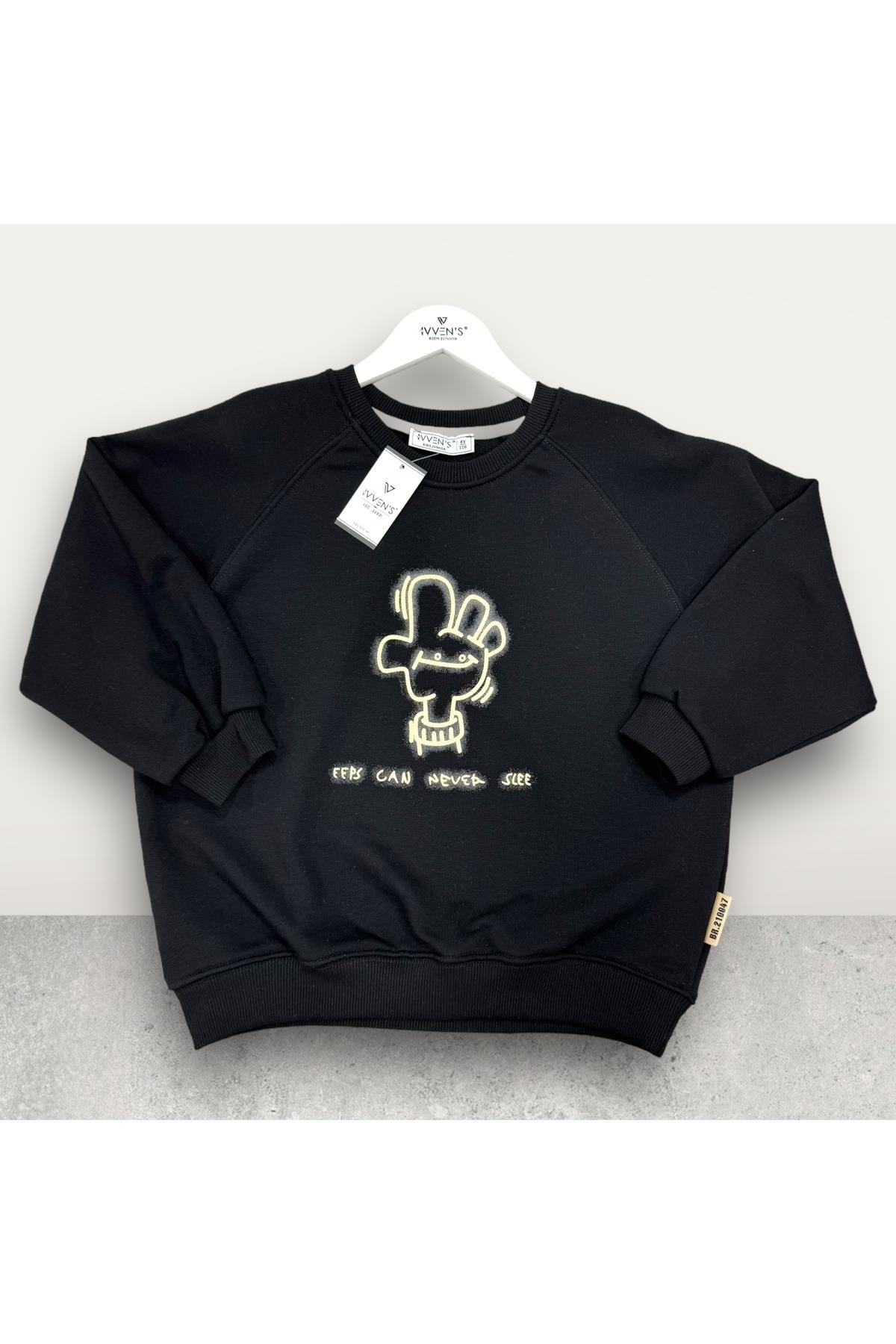 3 İplik Şardonsuz Baskılı Çocuk Sweatshirt