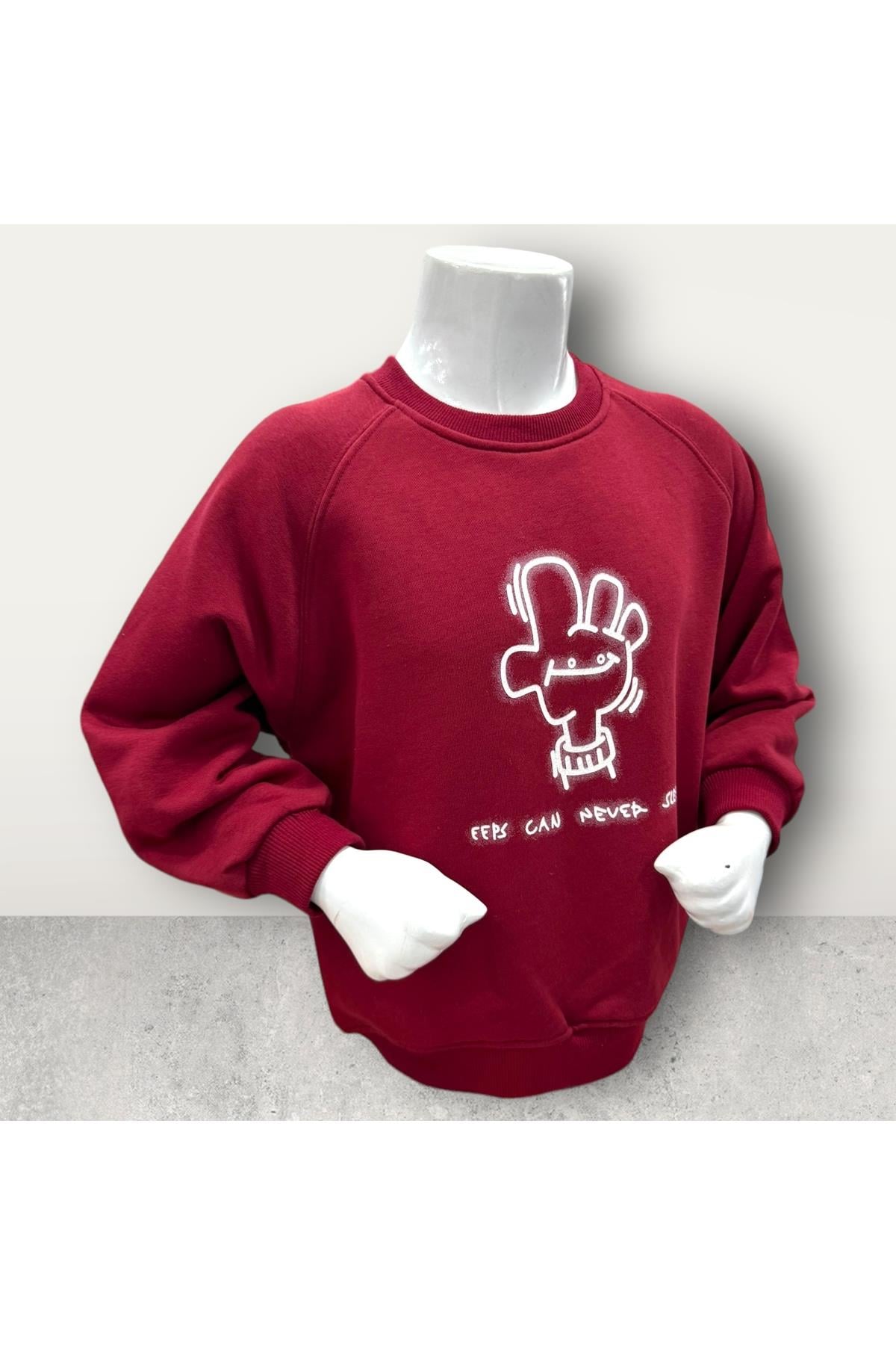  3 İplik Şardonsuz Baskılı Çocuk Sweatshirt