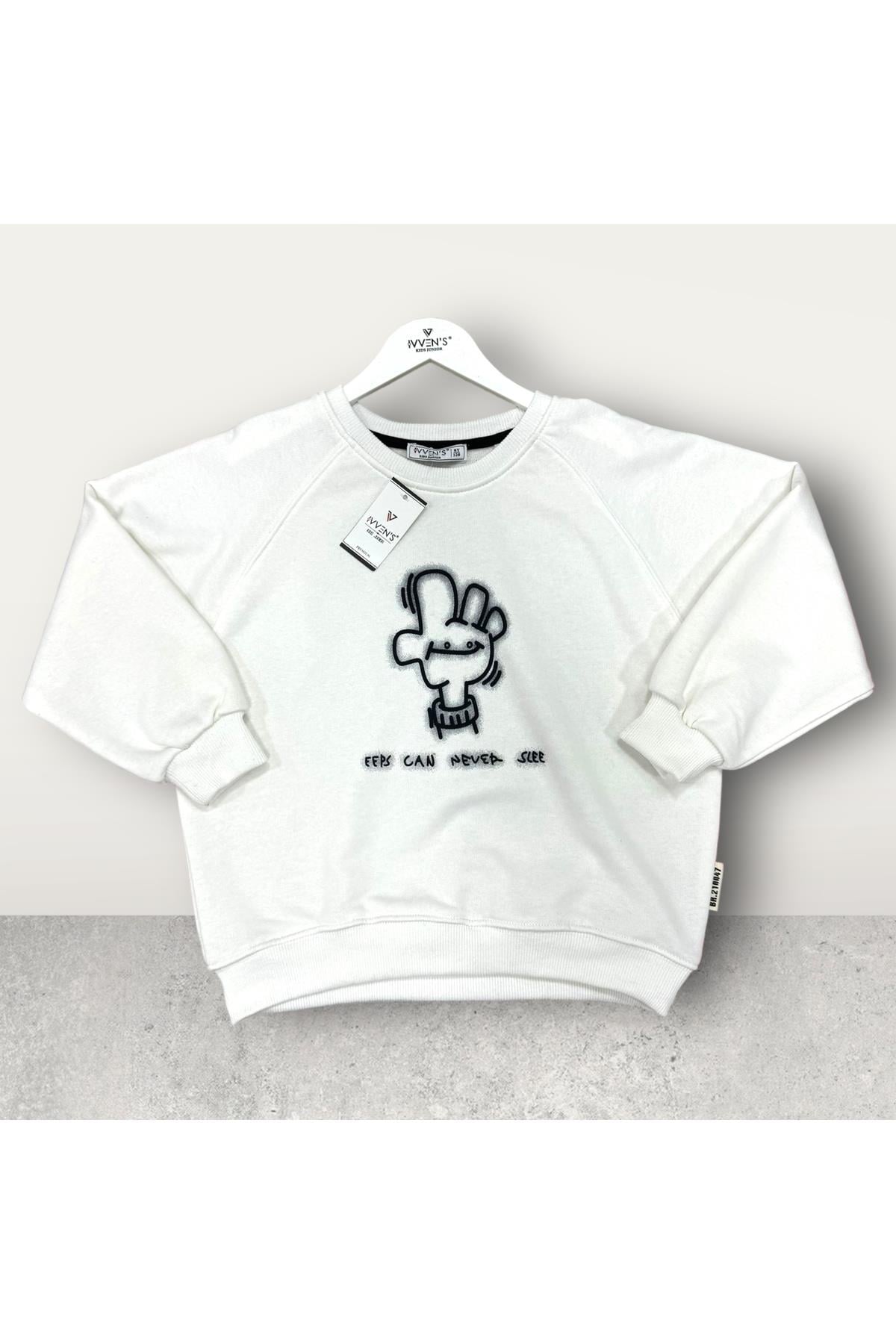  3 İplik Şardonsuz Baskılı Çocuk Sweatshirt