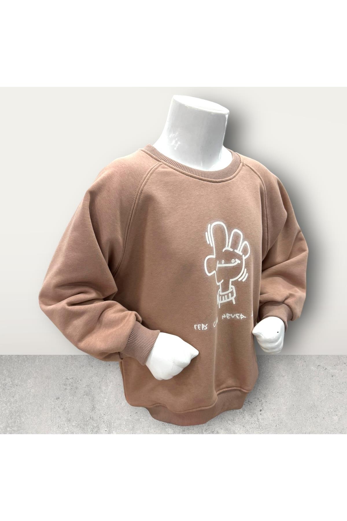 3 İplik Şardonsuz Baskılı Çocuk Sweatshirt