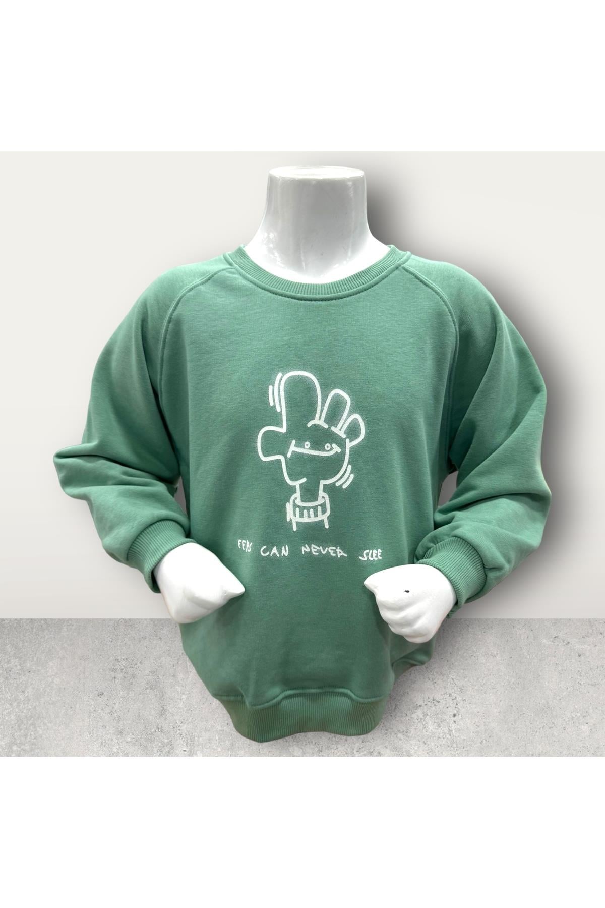  3 İplik Şardonsuz Baskılı Çocuk Sweatshirt