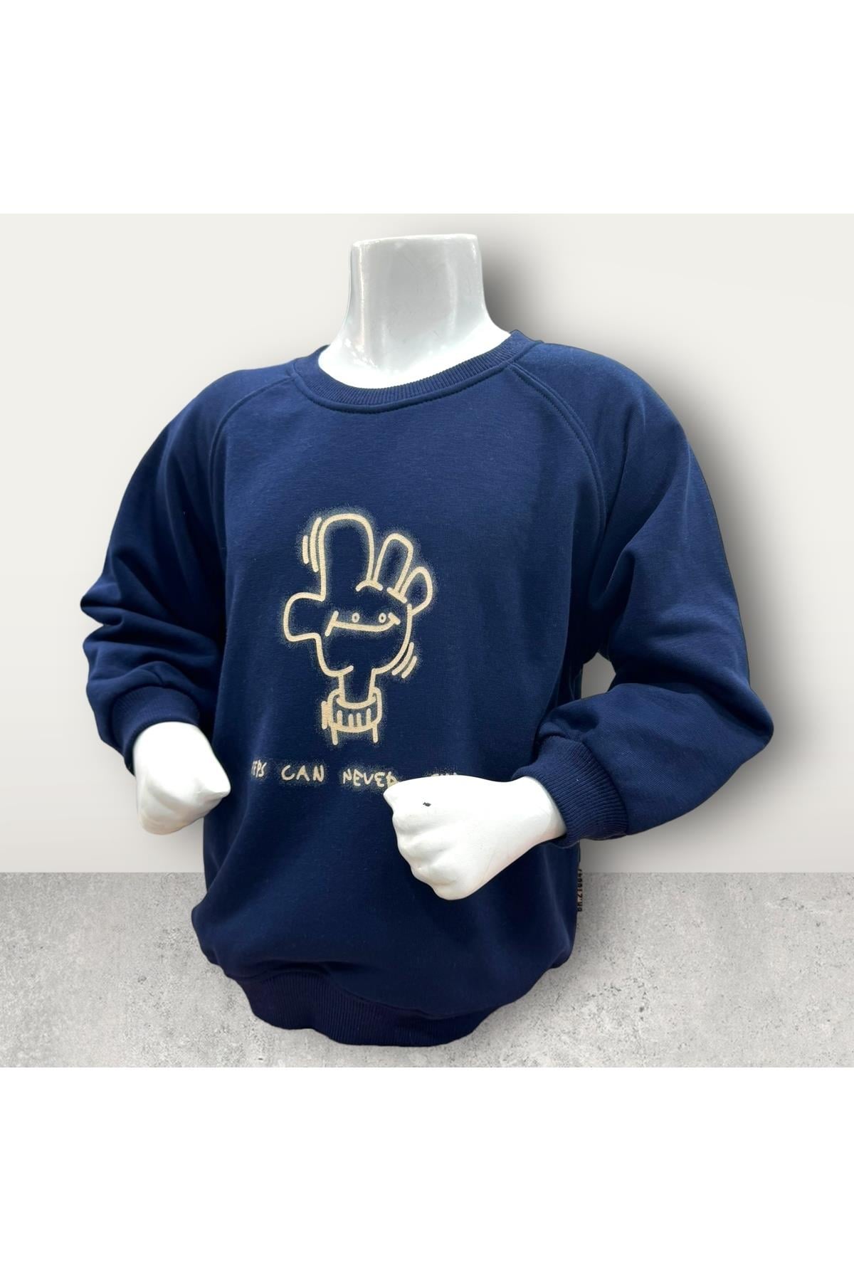  3 İplik Şardonsuz Baskılı Çocuk Sweatshirt