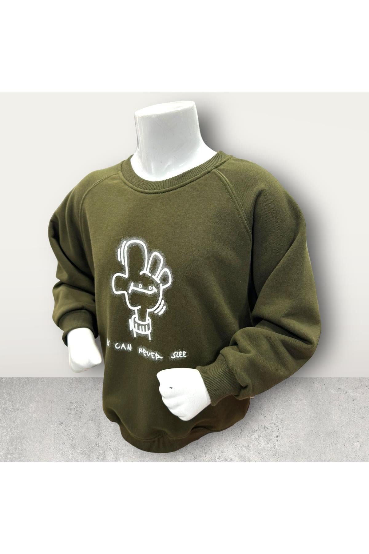  3 İplik Şardonsuz Baskılı Çocuk Sweatshirt