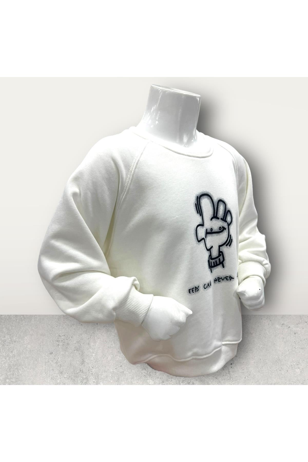  3 İplik Şardonsuz Baskılı Çocuk Sweatshirt