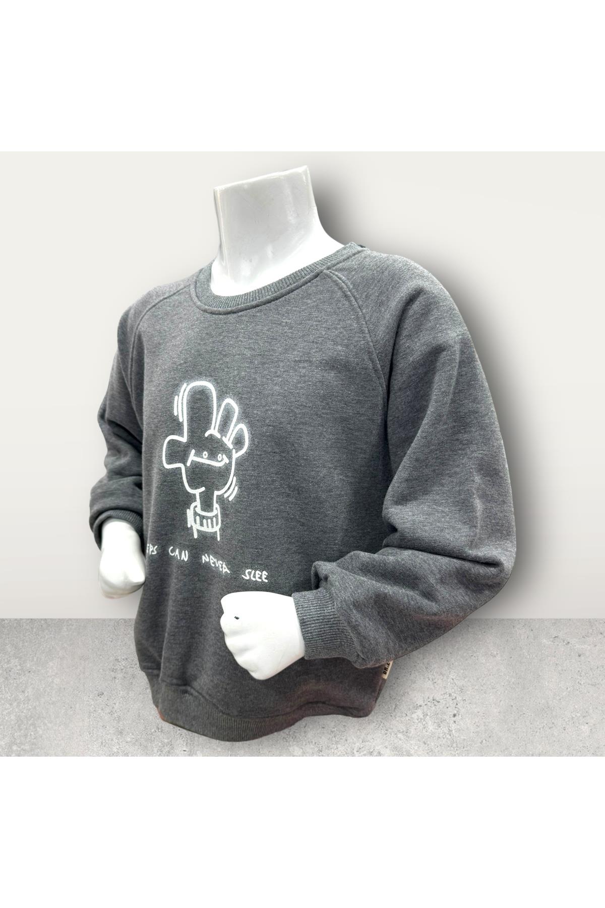  3 İplik Şardonsuz Baskılı Çocuk Sweatshirt