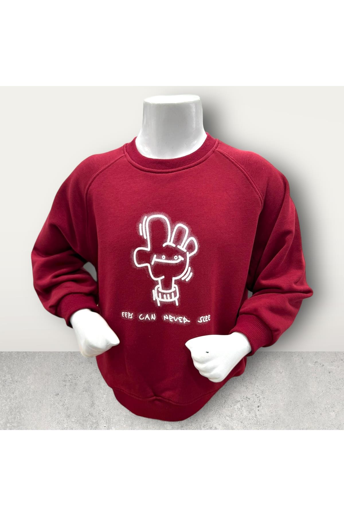  3 İplik Şardonsuz Baskılı Çocuk Sweatshirt