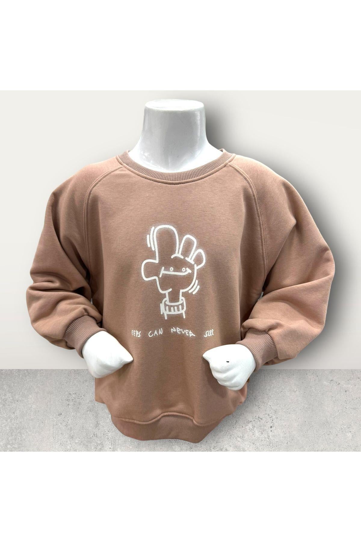 3 İplik Şardonsuz Baskılı Çocuk Sweatshirt
