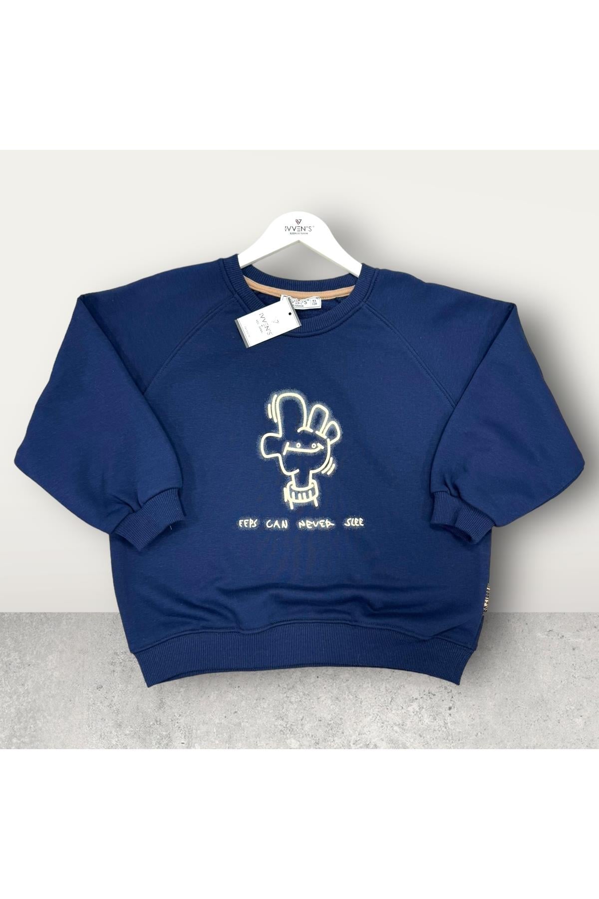  3 İplik Şardonsuz Baskılı Çocuk Sweatshirt