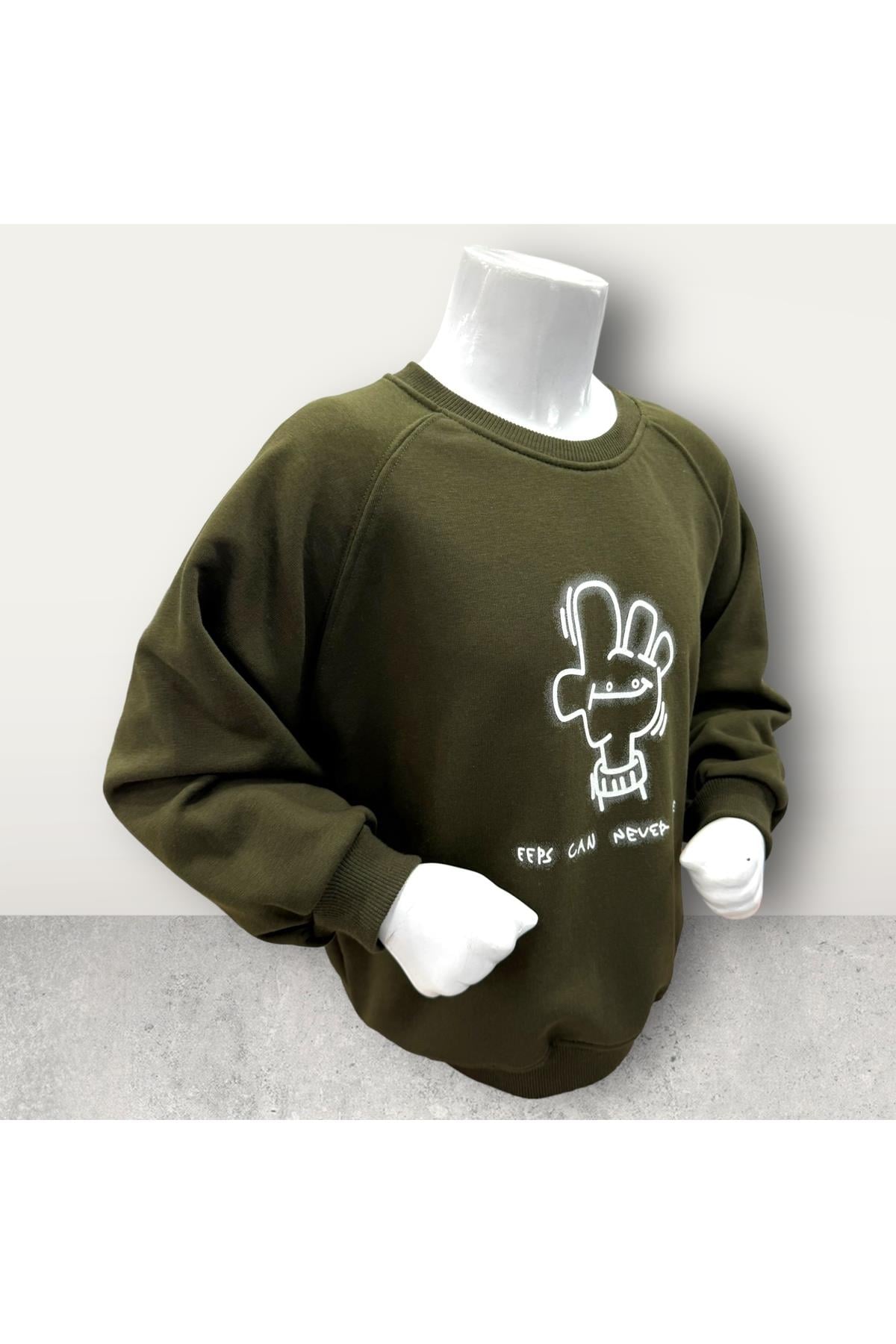  3 İplik Şardonsuz Baskılı Çocuk Sweatshirt