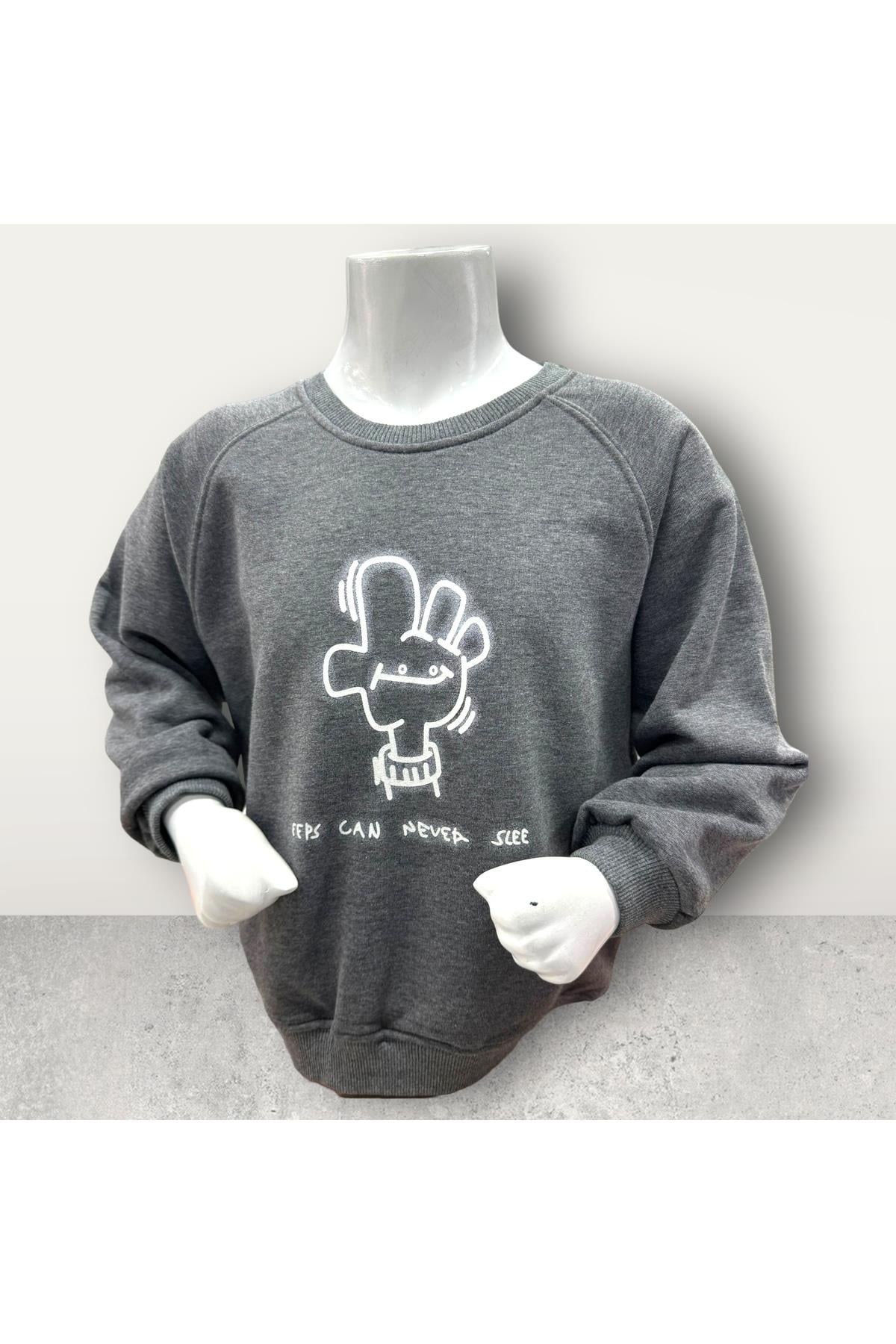  3 İplik Şardonsuz Baskılı Çocuk Sweatshirt
