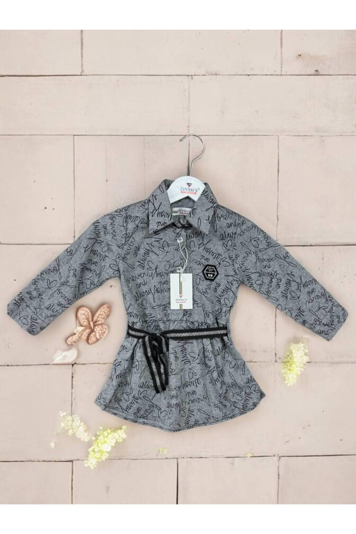 İVVEN'S KIDS PAMUK KIZ BEBEK ÇOCUK KEMERLİ ELBİSE