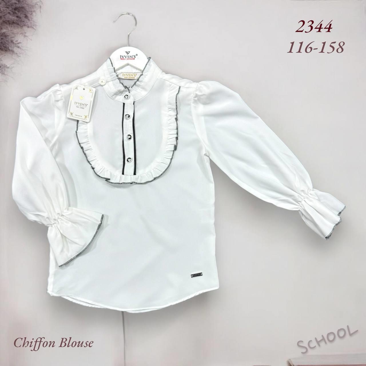 İVVEN'S KIDS UZUN KOL KIZ OKULLUK ŞİFON BLUZ 2344