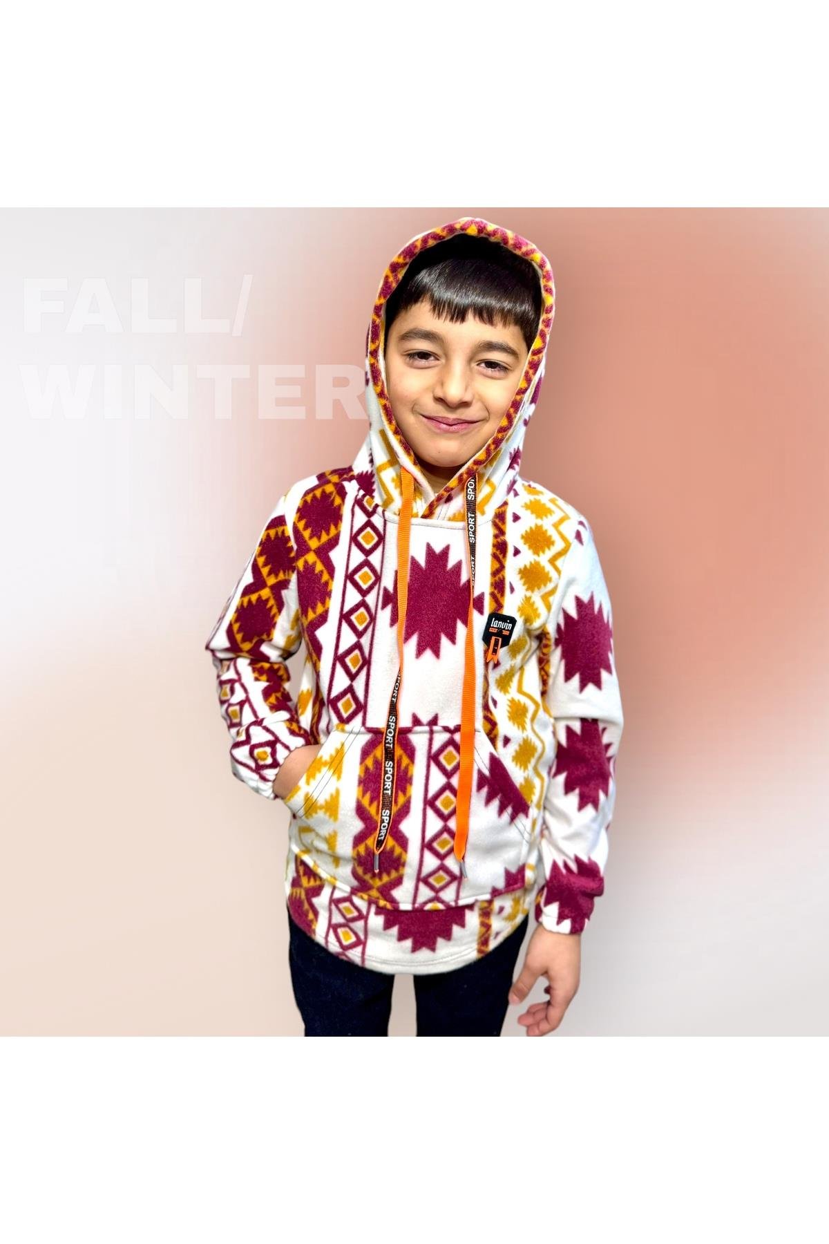 Kids Kapüşonlu Kanguru Cepli Çocuk Polar