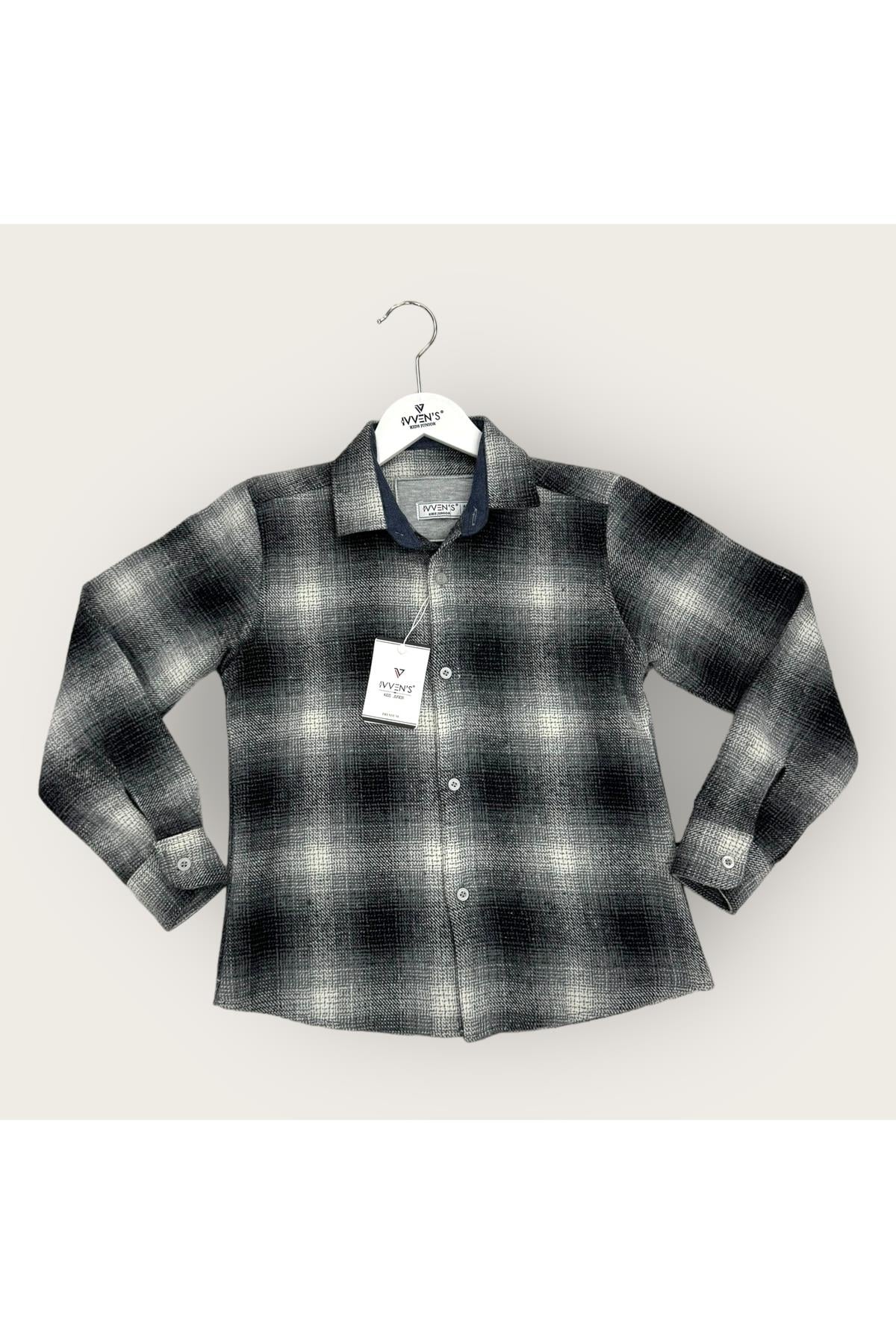 Uzun Kol Desenli Kışlık Çocuk Gömlek