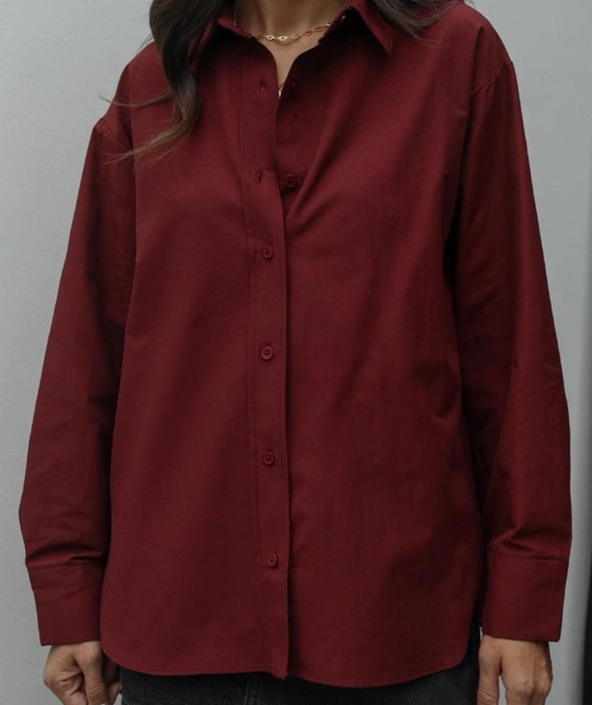 Selleck Basic Poplin Bordo Gömlek